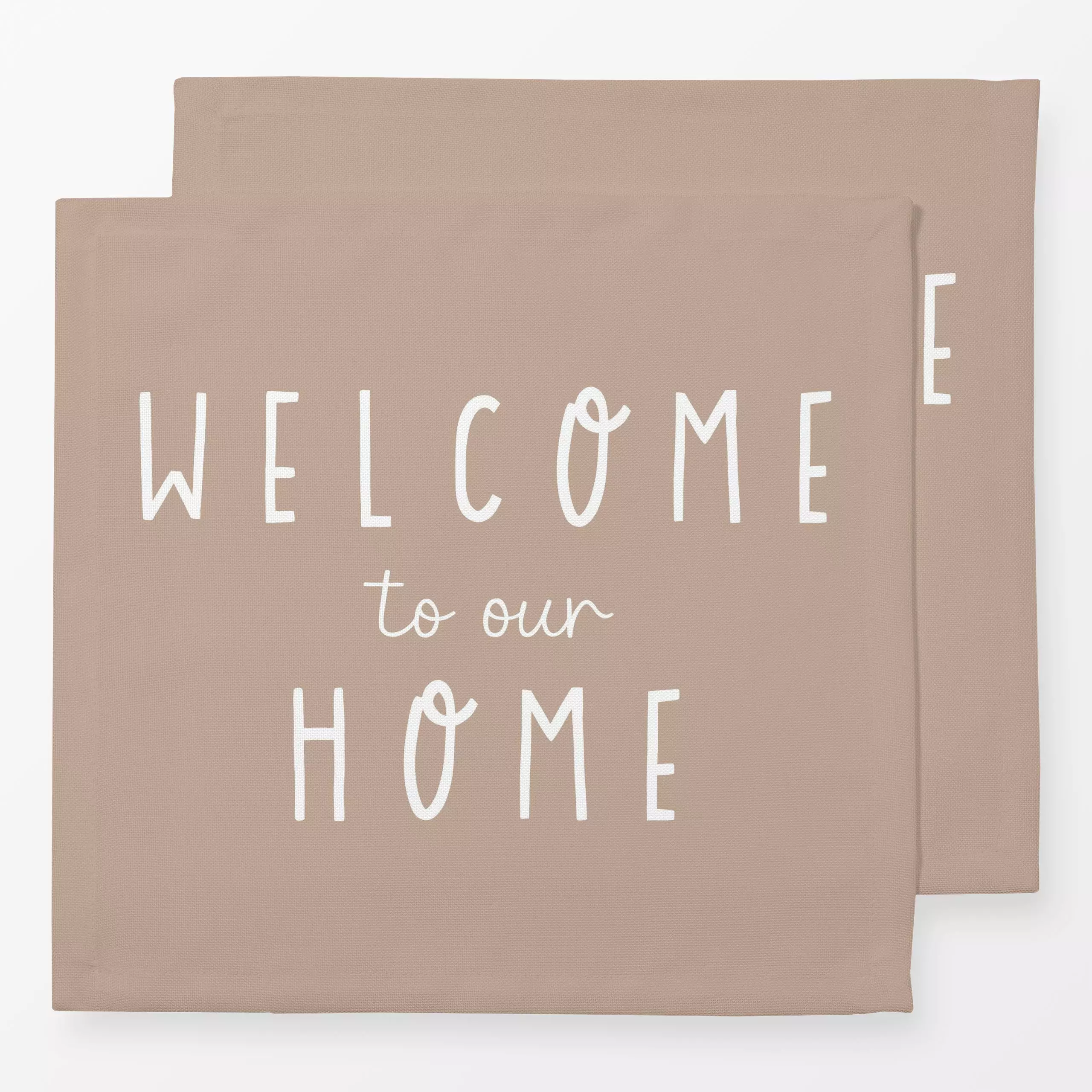 Servietten Welcome Home beige - Herbst, Sprüche & Schriftzüge, Winter - von „Studio Kesse"