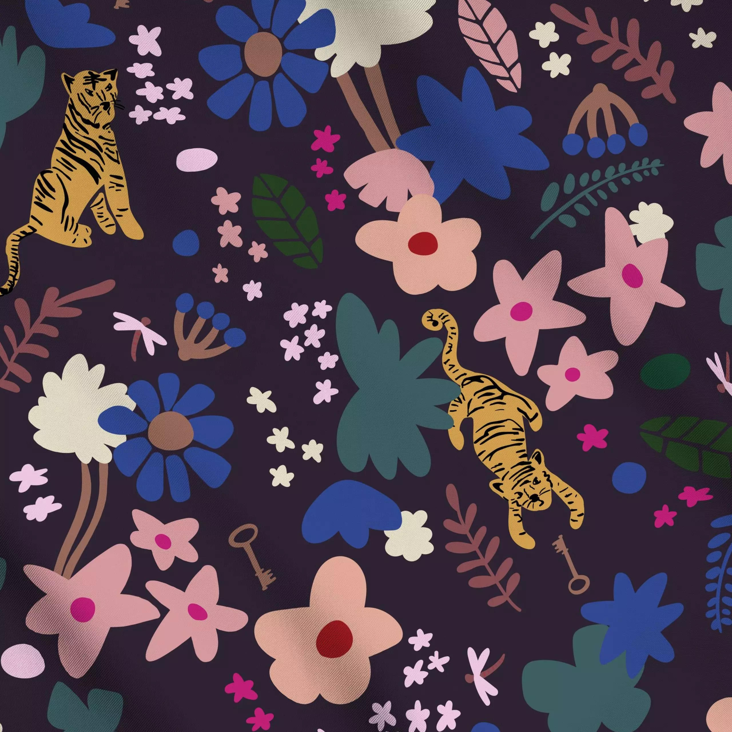 Meterware Wonderland Dark - Blumen & Florales, Symbole & Muster, Pflanzen & Botanik - von „Verena Klöpper"; boho, Muster, Il...