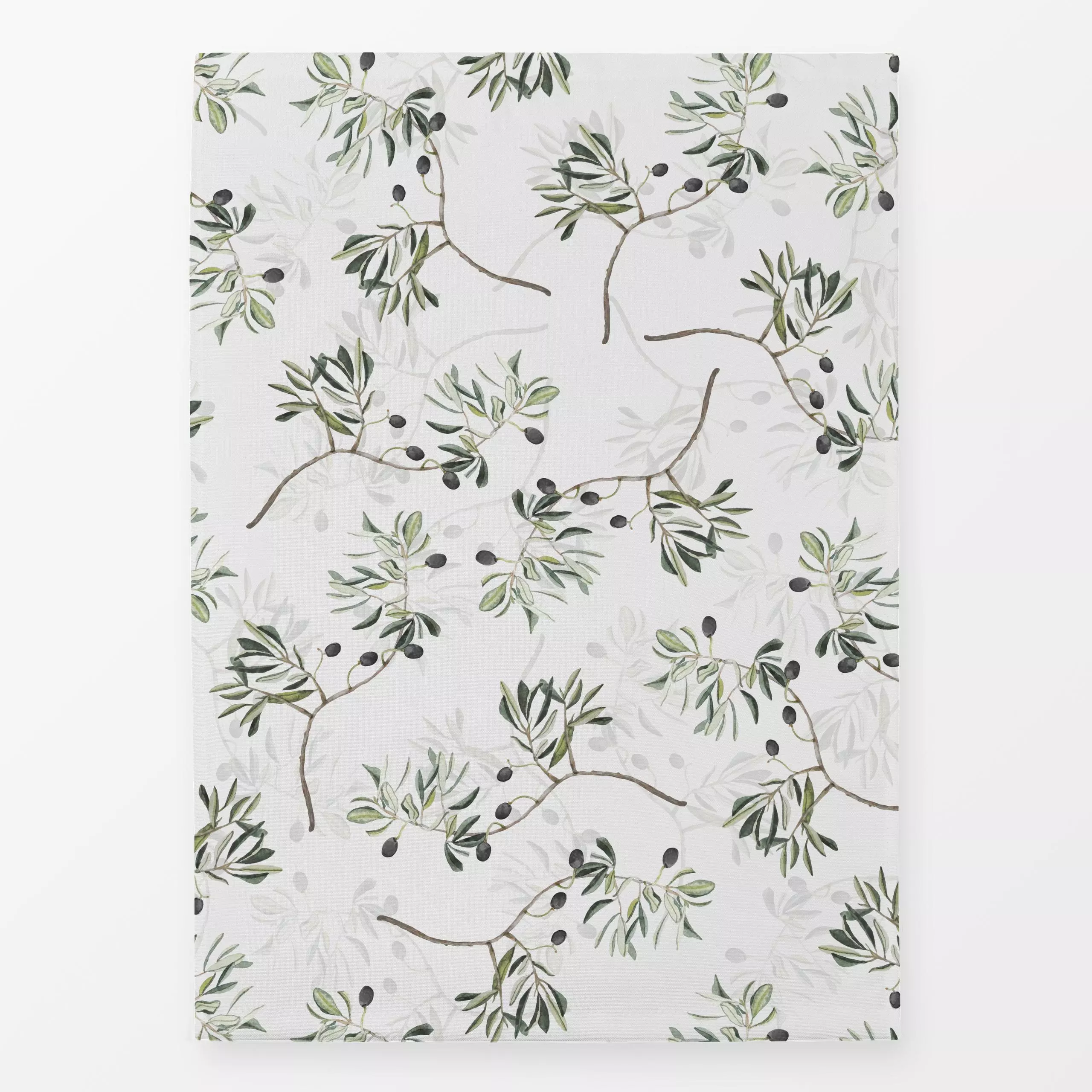 Geschirrtücher Schwarze Oliven Zweige grau - Pflanzen & Botanik, Gemüse - von „Karen Menzenbach"; grau, Pflanzen, Olive / Ol...