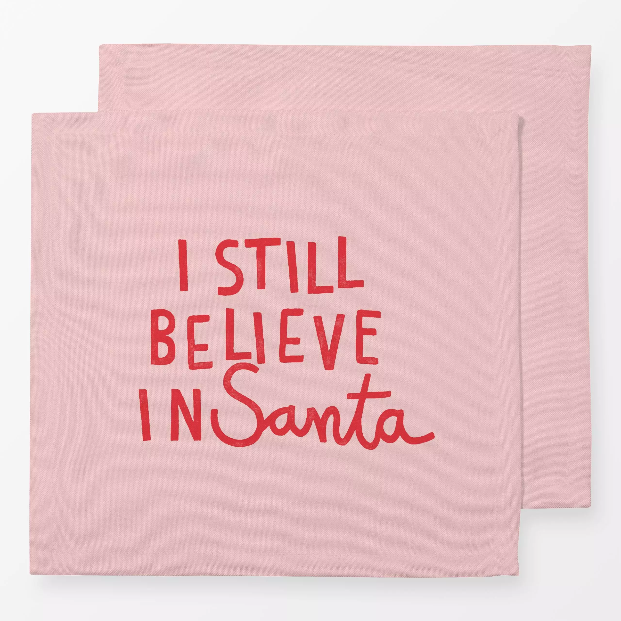 Servietten I Still Believe In Santa rosa - Sprüche & Schriftzüge, Weihnachten, Winter - von „Studio Kesse"; Merry Christmas,...