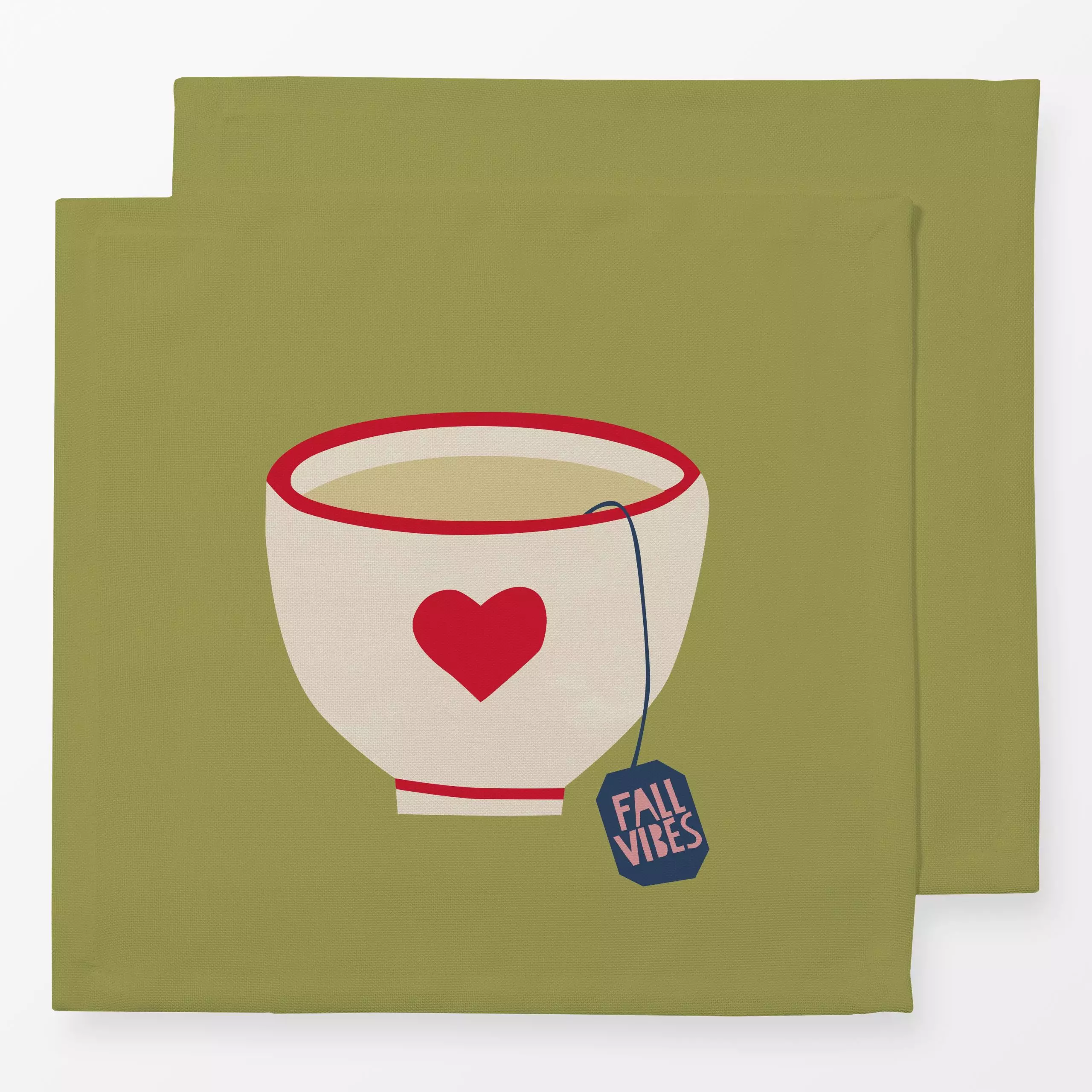 Servietten Fall Vibes - Herbst, Sprüche & Schriftzüge - von „Kerstin Ax"; Cozy, Herbst, Herz, Herbstdeko, Tee, Teetasse, Her...