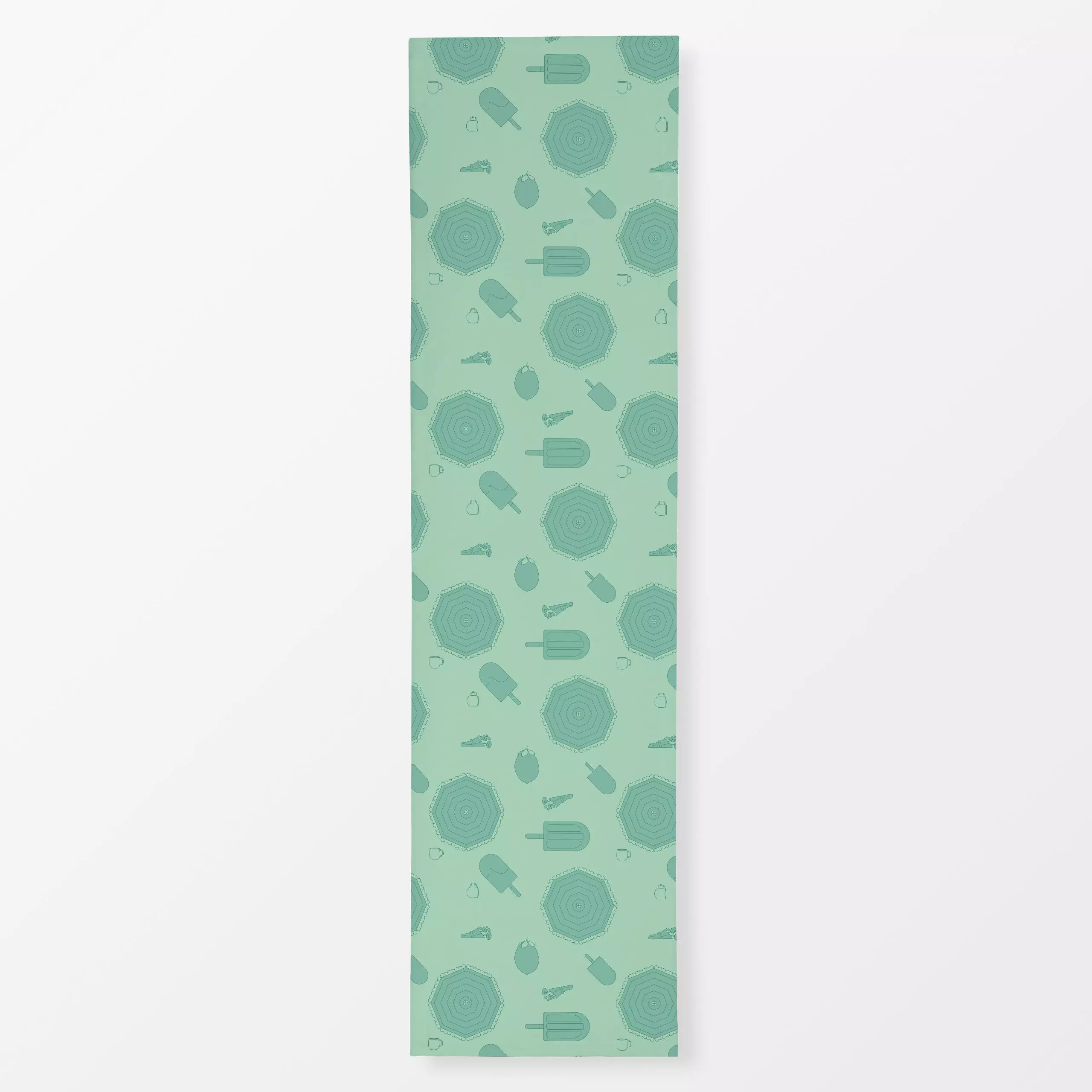 Tischläufer Vintage Pattern Grün - Sommer, Retro & Vintage - von „Jana Moßmann"; Muster, Strand, Zitrone, Eis, Sommer, vinta...