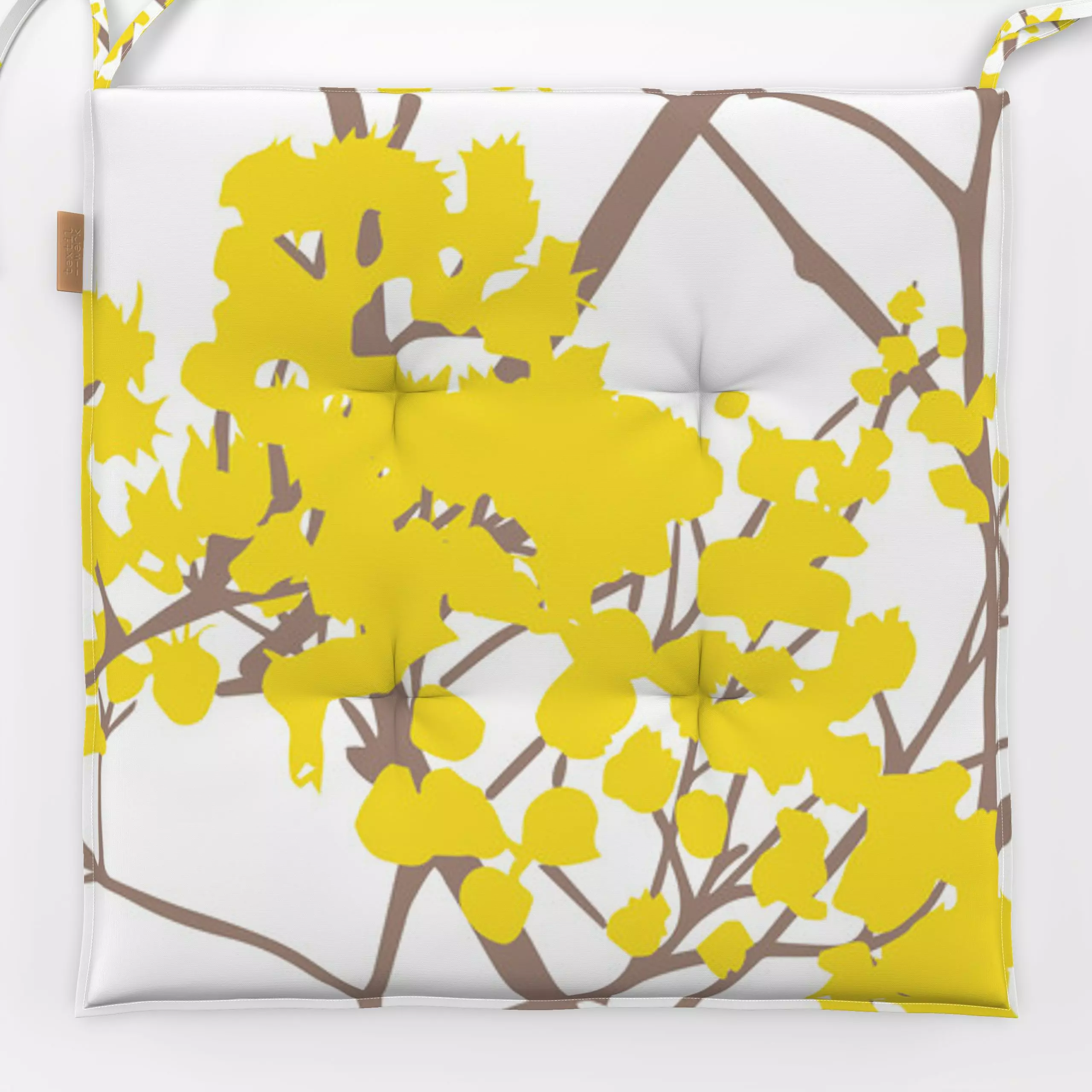 Sitzkissen Branches Yellow - Frühling, Pflanzen & Botanik - von „Sara Maria"; Zweig, Ostern, gelb, Fruehling, Vorfruehling, ...