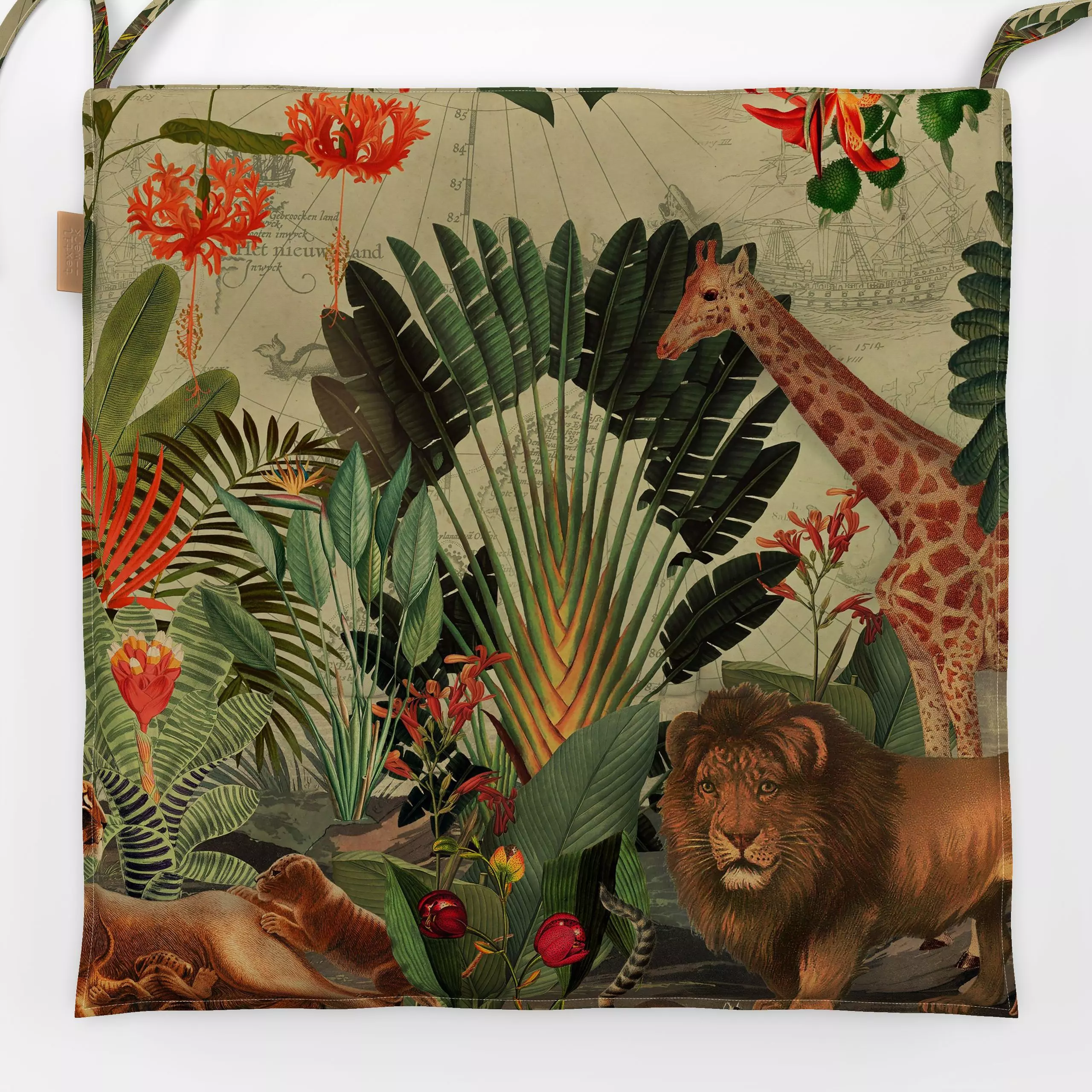 Sitzkissen Afrikanischer Dschungel - Pflanzen & Botanik, Safari & Dschungel - von „Uta Naumann"; Wildtiere, tropisch, Sommer...