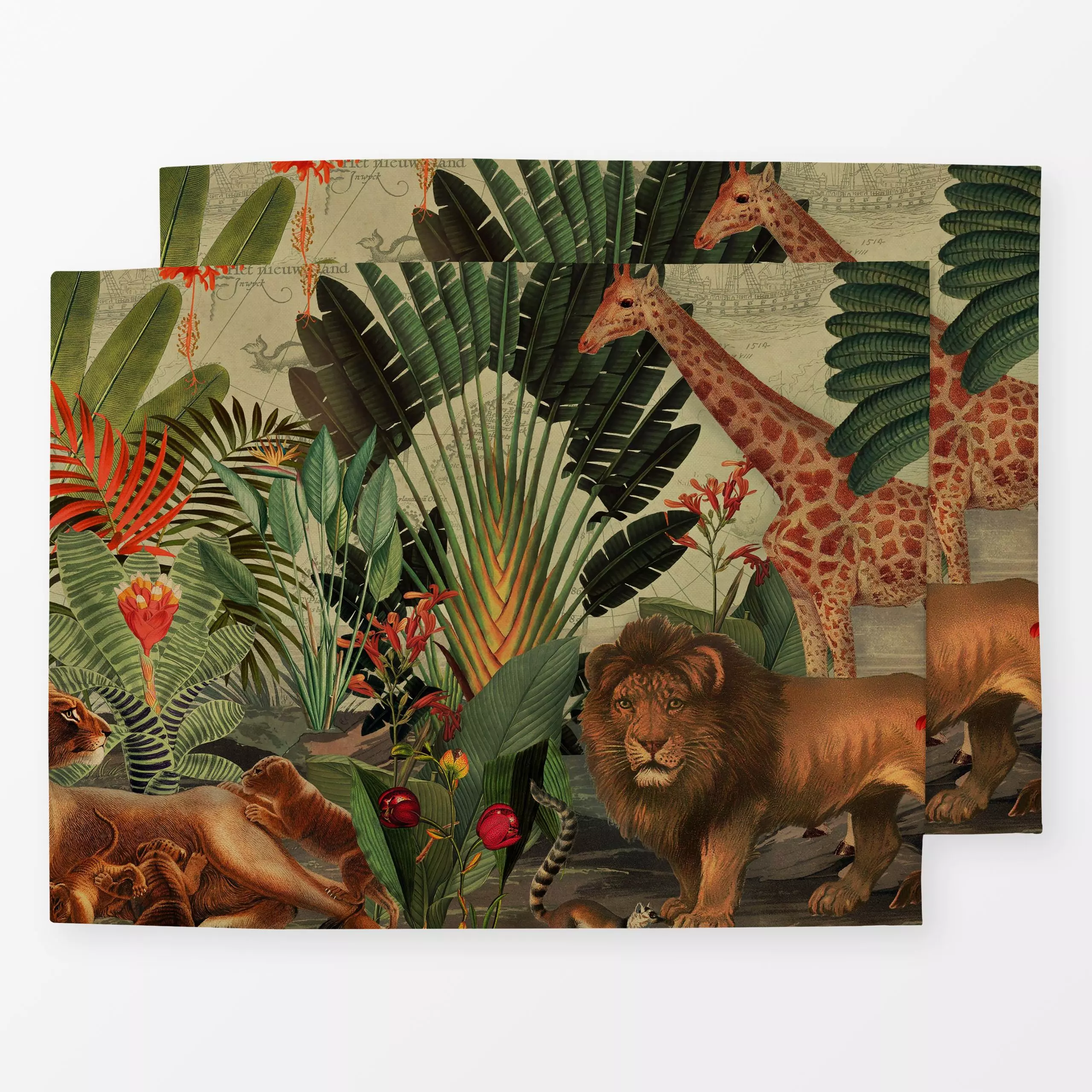 Tischset Afrikanischer Dschungel - Pflanzen & Botanik, Safari & Dschungel - von „Uta Naumann"; Wildtiere, tropisch, Sommer, ...