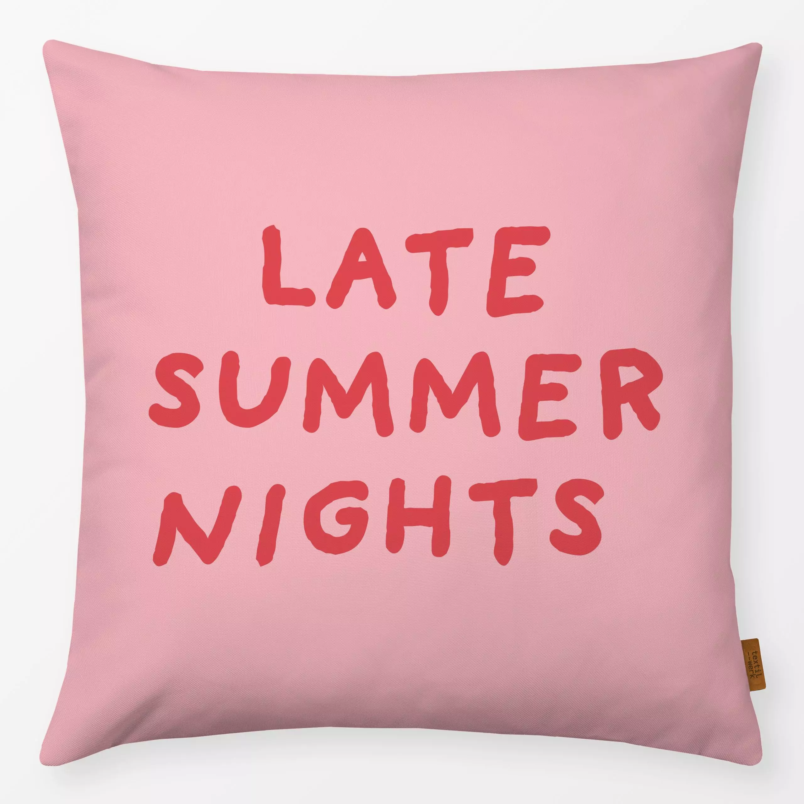 Kissen Late Summer Nights Pink - Sommer, Sprüche & Schriftzüge - von „textilwerk"; Sommer, summer, Picknick, typo, statement...