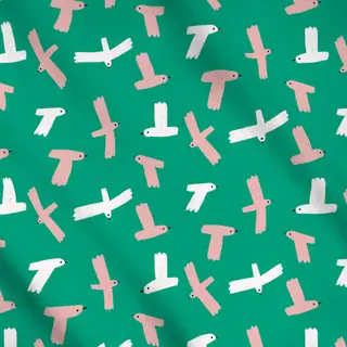 Meterware Fliegende Vögel - Grün