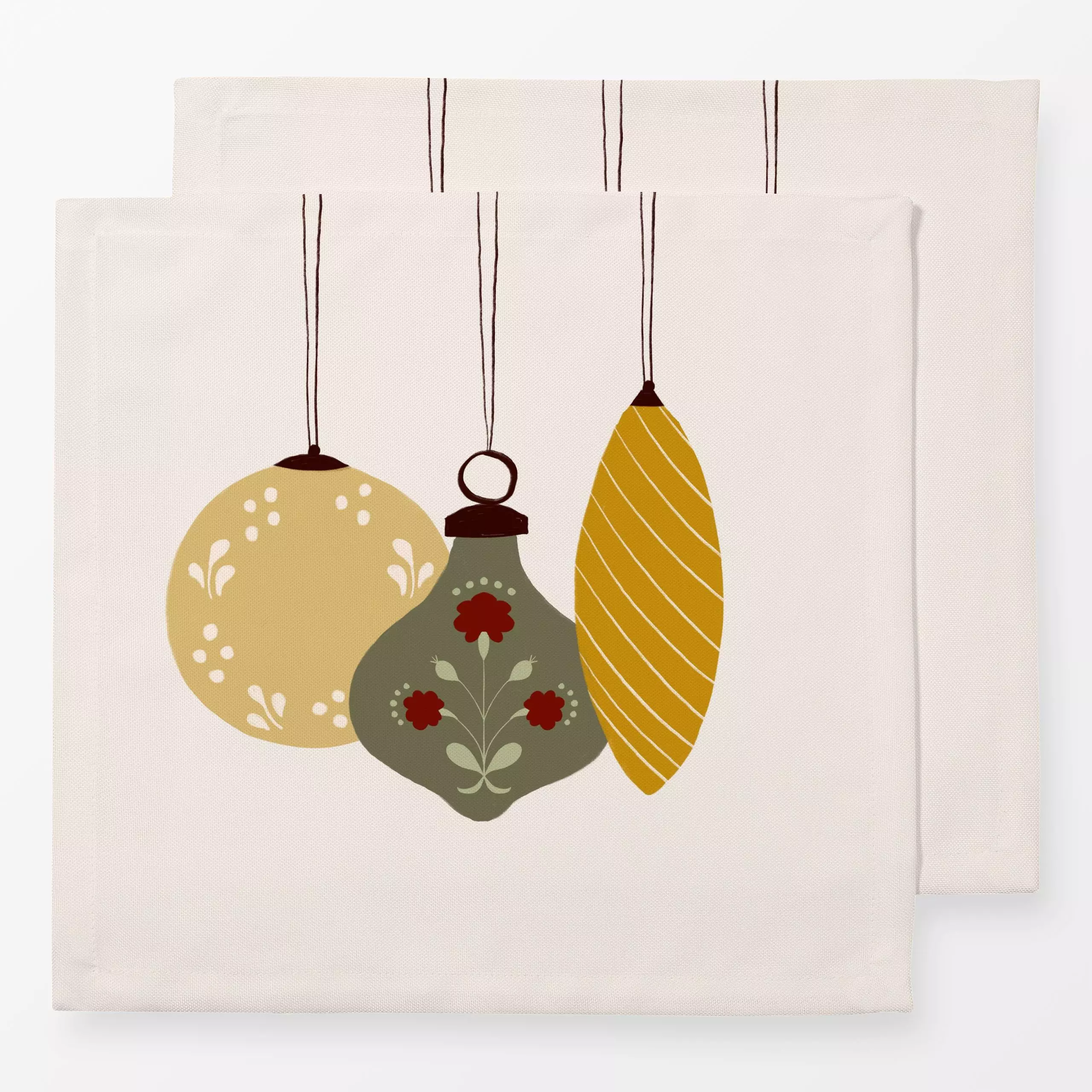 Servietten Weihnachtskugeln Beige - Weihnachten - von „Sophie Augustin Illustration"; Weihnachten, weihnachtlich, Weihnachts...