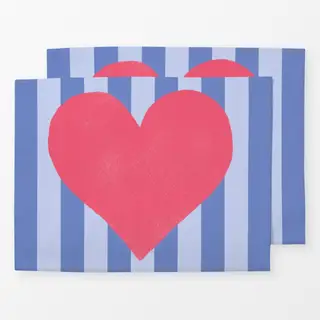 Tischset Hello Spring Streifen Herz