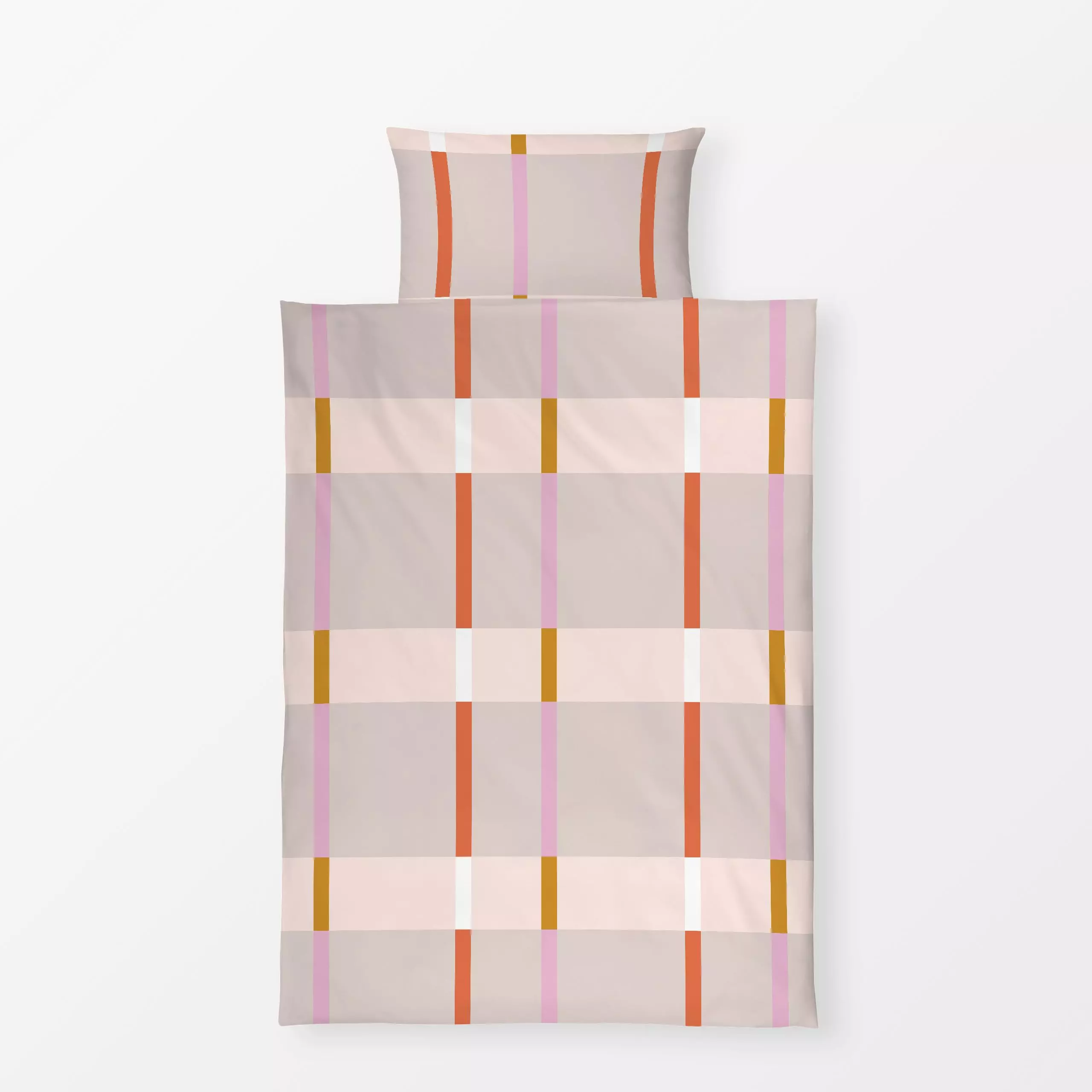 Bettwäsche Geometric Summer 7X - Symbole & Muster - von „Mareike Böhmer"; Muster, linie, abstrakt, Streifen, rosa, beige, pi...
