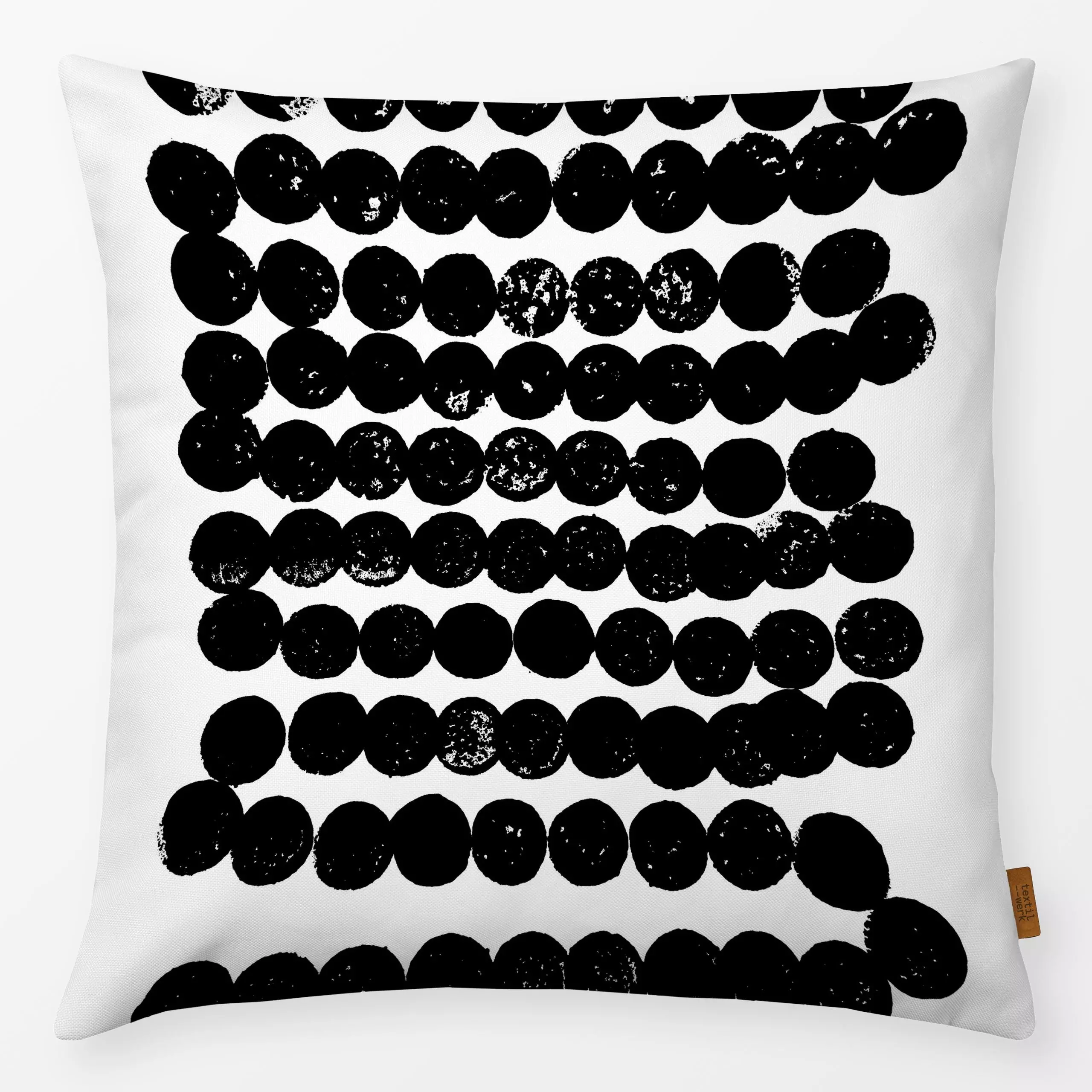 Kissen Dots queue - Symbole & Muster - von „Julia Schumacher"; schwarz, minimal, Acryl, Punkte, skandinavisch, Minimalismus,...