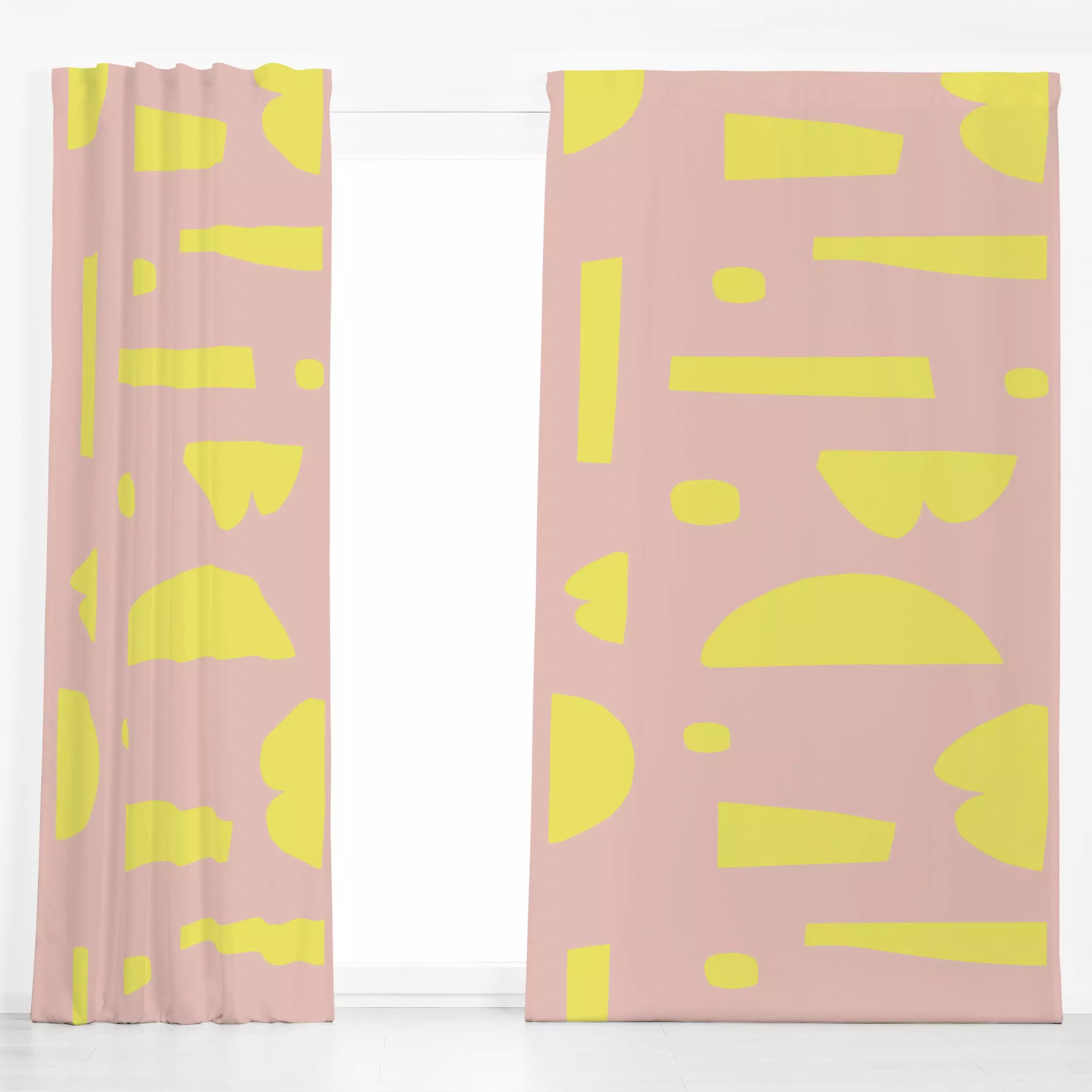 Dekovorhang Sunny Afternoon - Symbole & Muster - von „Petra Kaksonen"; minimal, Collage, modern, verspielt, Scandianvian, pi...