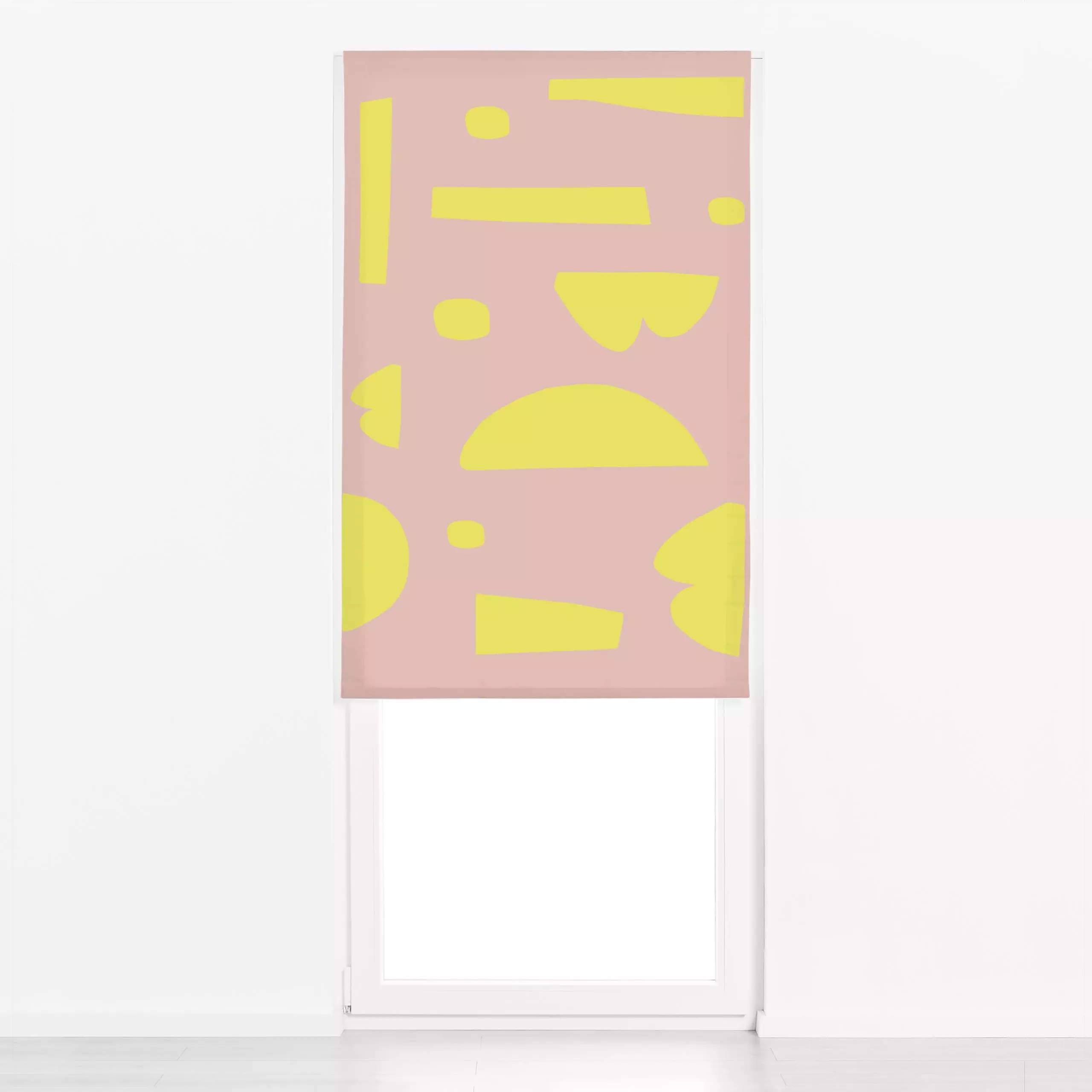 Raffrollo Sunny Afternoon - Symbole & Muster - von „Petra Kaksonen"; minimal, Collage, modern, verspielt, Scandianvian, pink...