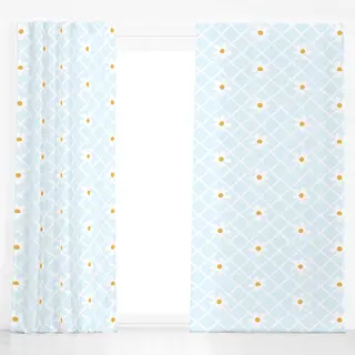 Dekovorhang Daisy Blume Muster Hellblau