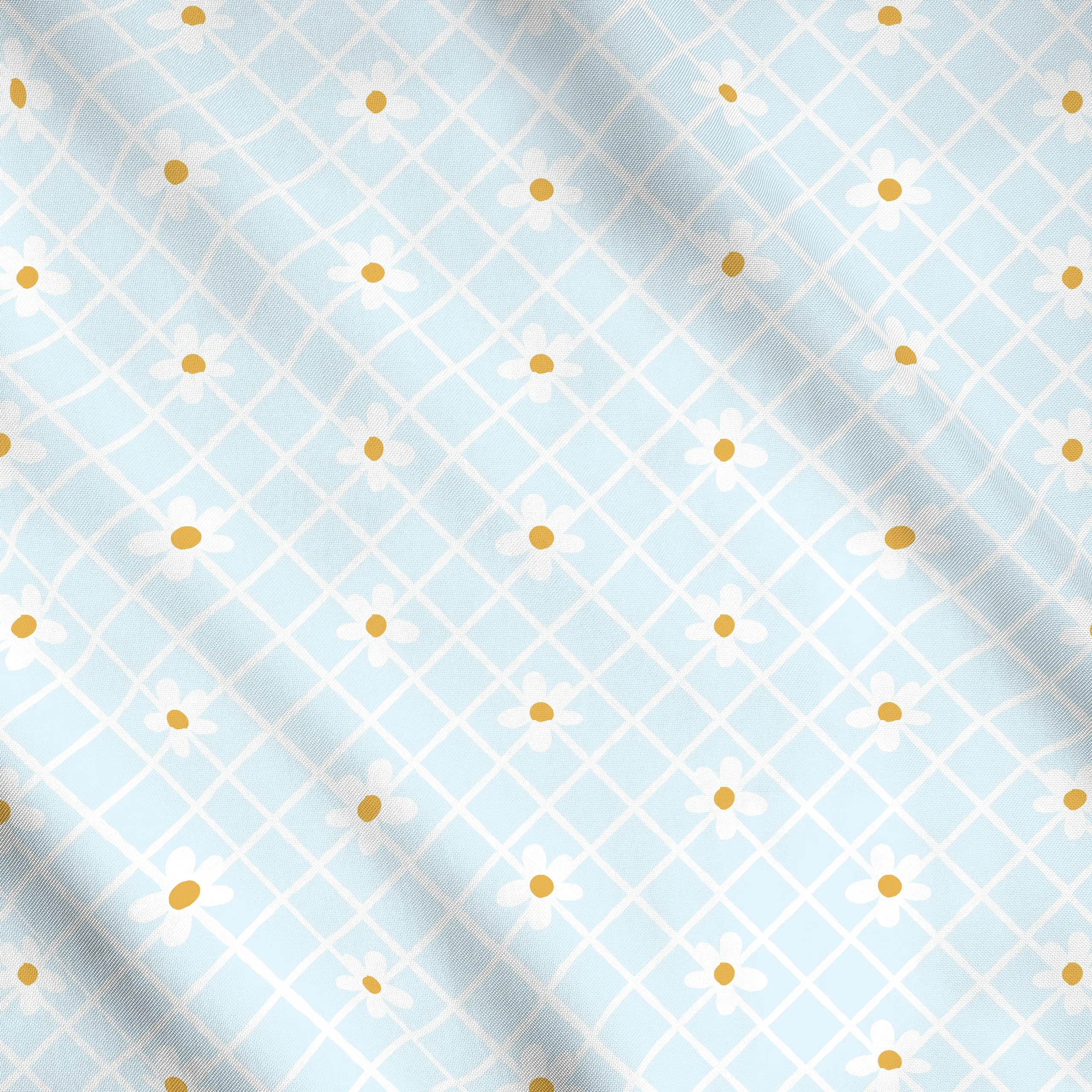 Meterware Daisy Blume Muster Hellblau - Blumen & Florales, Frühling, Ostern - von „Monika Strigel"; minimal, Ostern, Margeri...