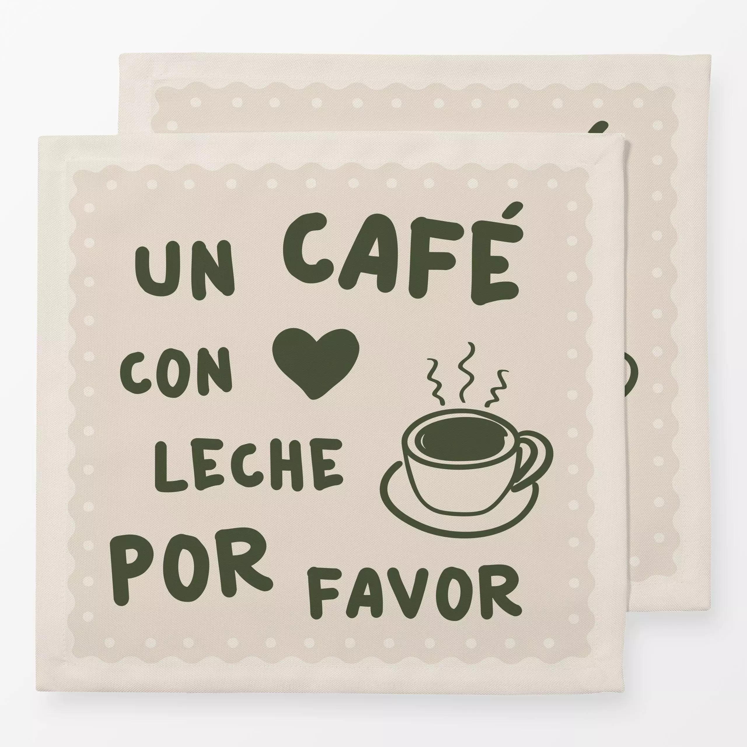 Servietten Un café con leche por favor - Sprüche & Schriftzüge, Küche, Essen & Trinken - von „Karen Menzenbach"; Kaffee, bei...