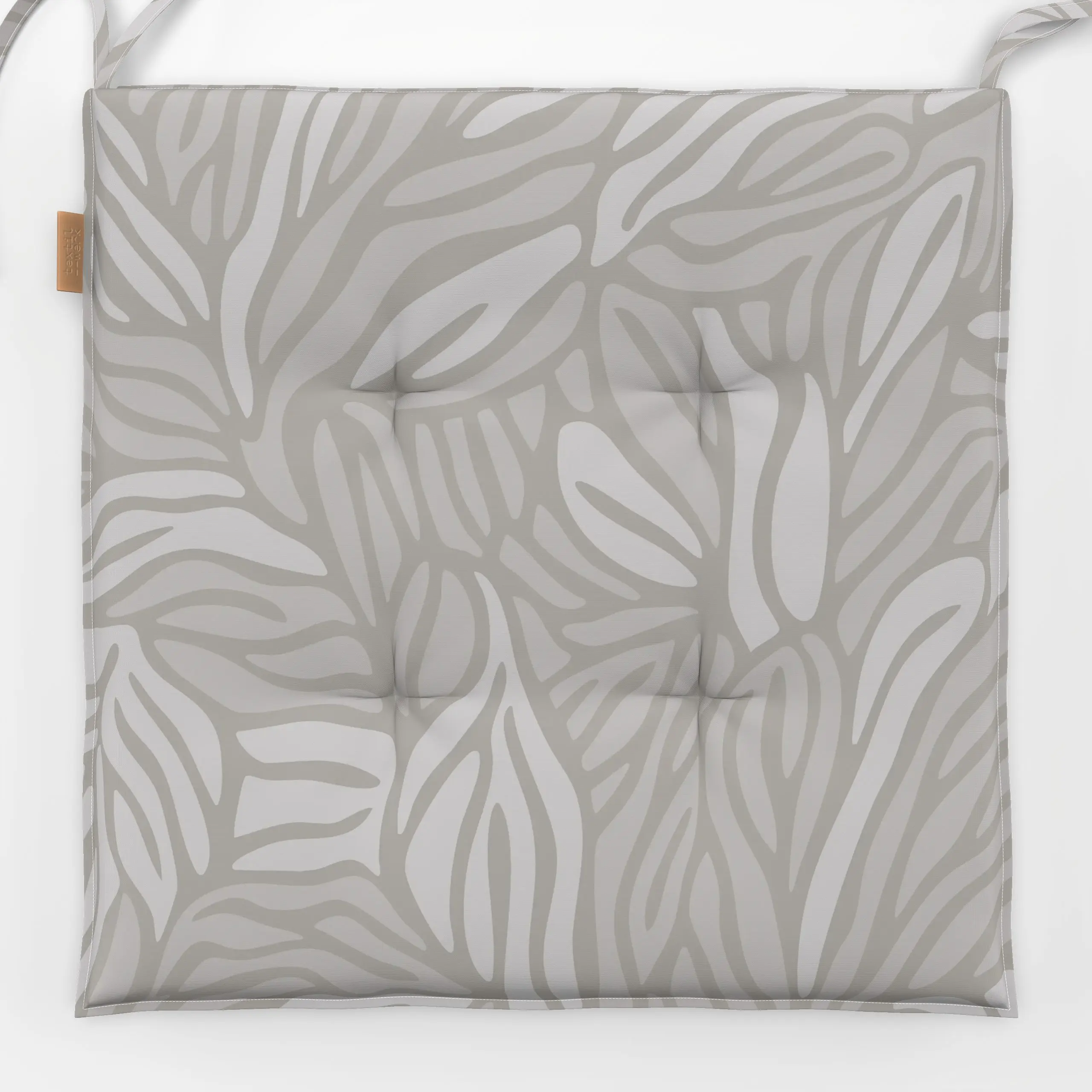 Sitzkissen Stylized Foliage Grey - Pflanzen & Botanik - von „Andrea Haase"; Natur, Blätter, Botanisch, Greige, minimalistisc...