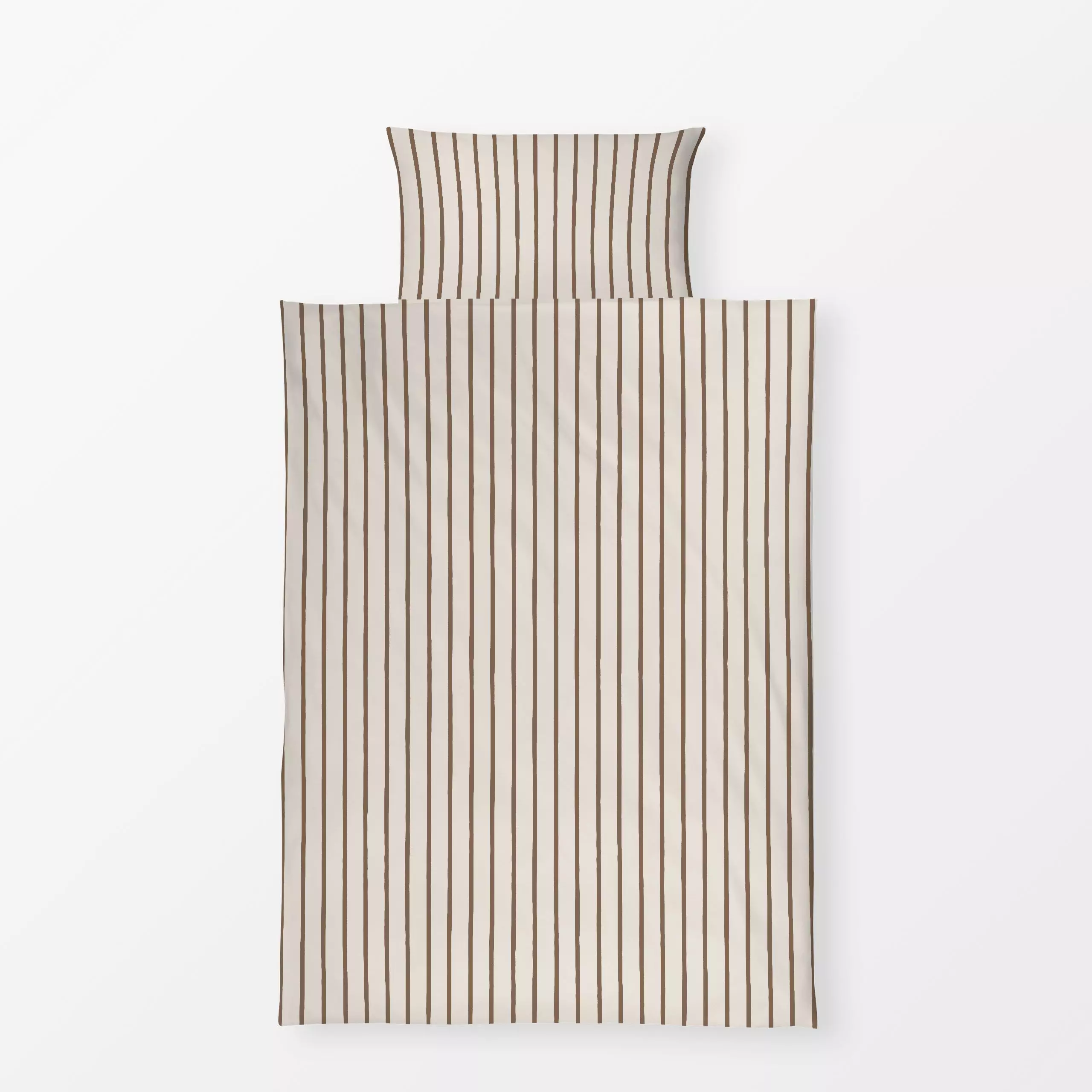 Bettwäsche Schmale Streifen Creme Braun - Symbole & Muster - von „Studio Kesse"; Linien, Streifen, Hygge, Cozy, landhaus, He...