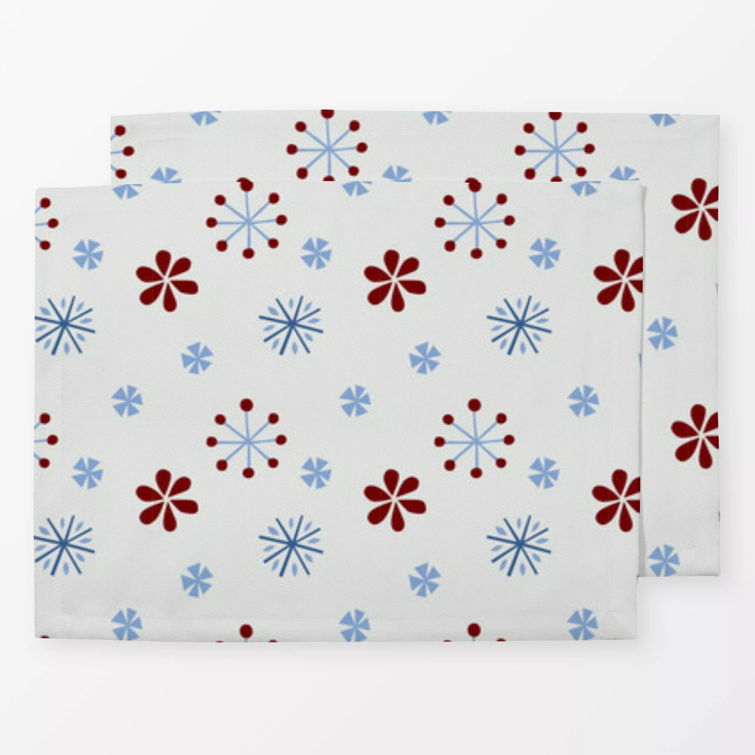 Tischset Schneeflocken und Blüten - Weihnachten - von „Kerstin Ax"; Muster, skandinavisch, Blüten, Schneeflocken, Weihnachte...