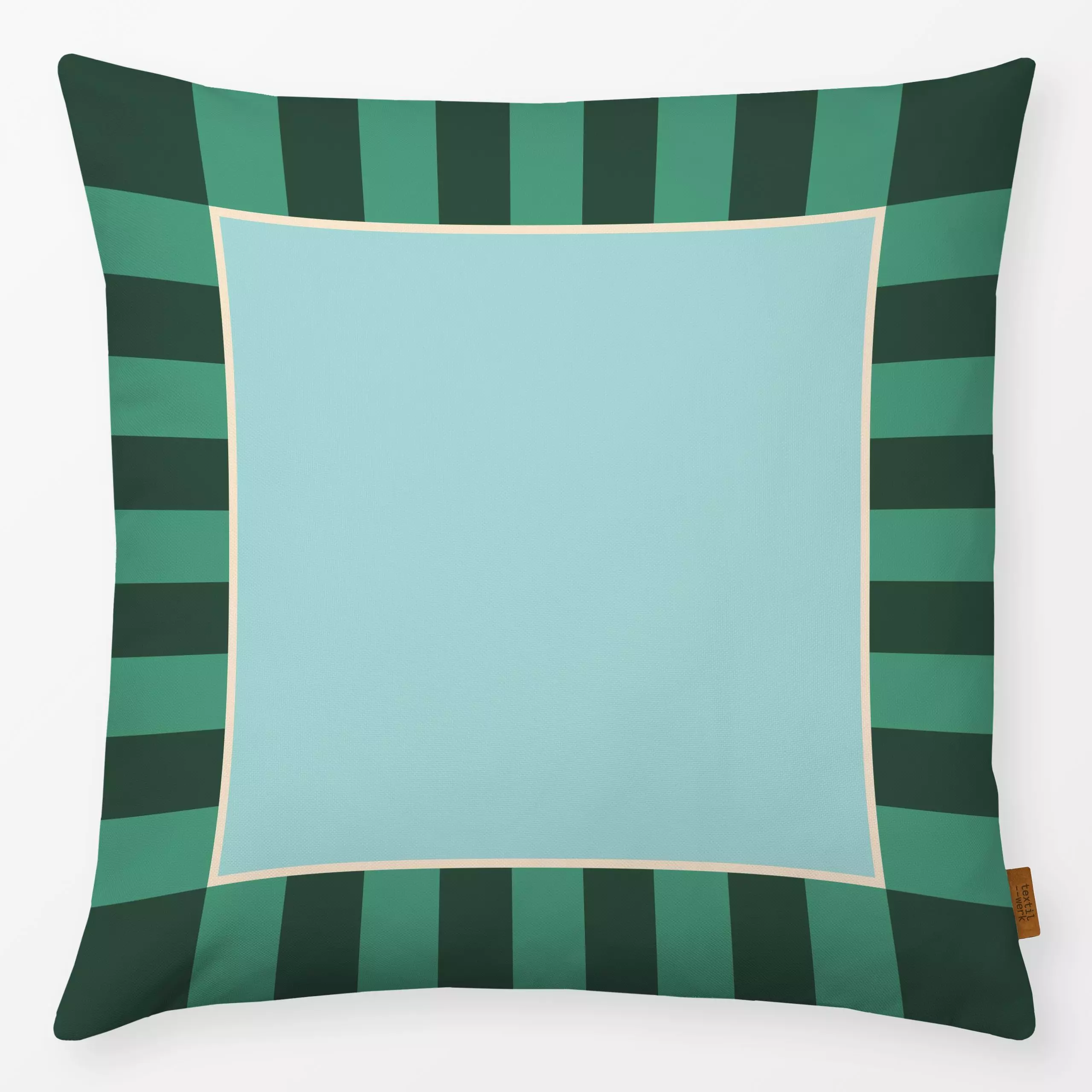 Kissen Gestreifter Rahmen grün blau - Symbole & Muster - von „Julia Schumacher"; Streifen, mint, hellblau, Weihnachtsbaecker...
