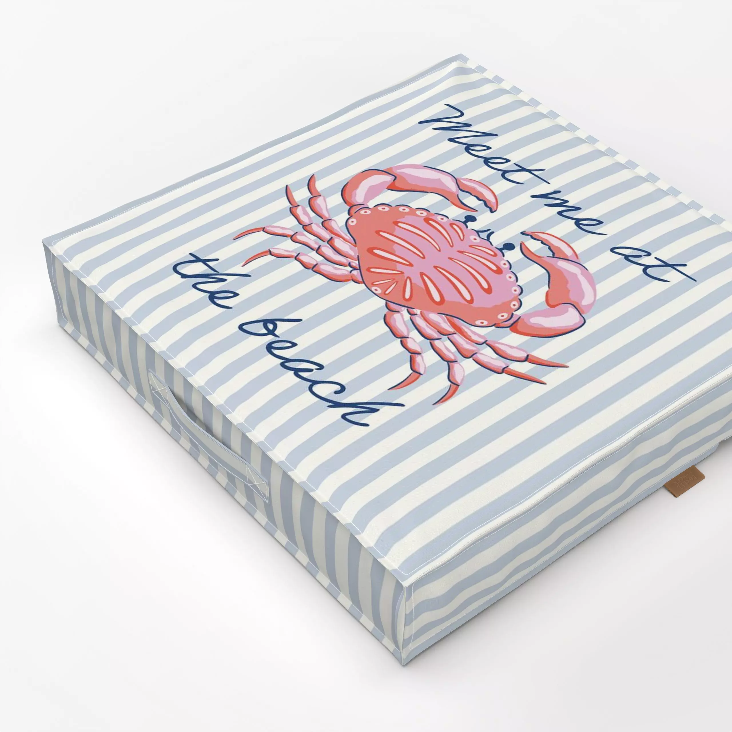 Bodenkissen pink crab - Sommer, Sprüche & Schriftzüge, Küche, Essen & Trinken - von „Vivian Hasenclever"; rosa, Strand, blau...