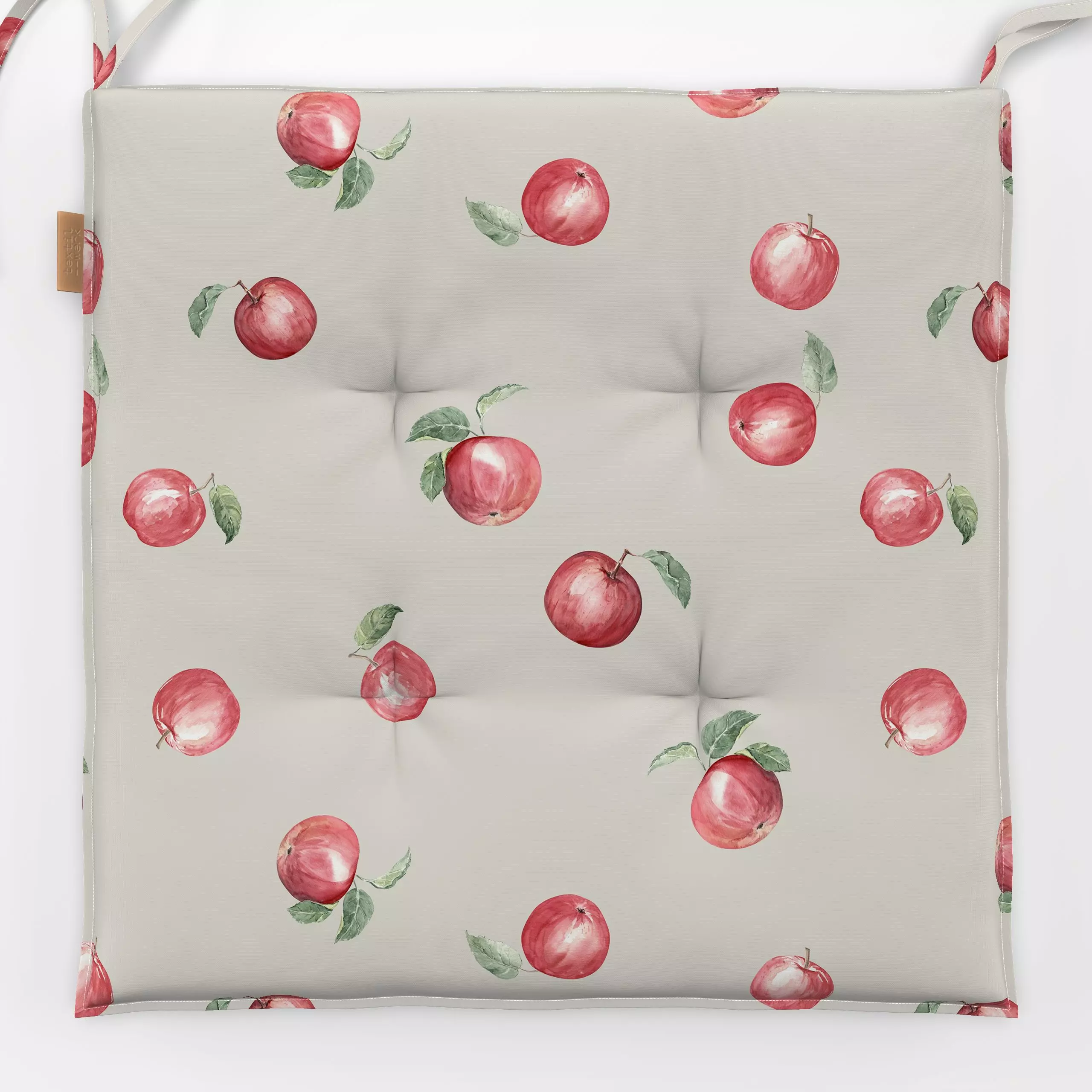 Sitzkissen Herbst Äpfel kühl beige - von „Katrin Graff"; allover, Apfel, Ernte, watercolor, Aquarelle, Landhausstil, cottage...
