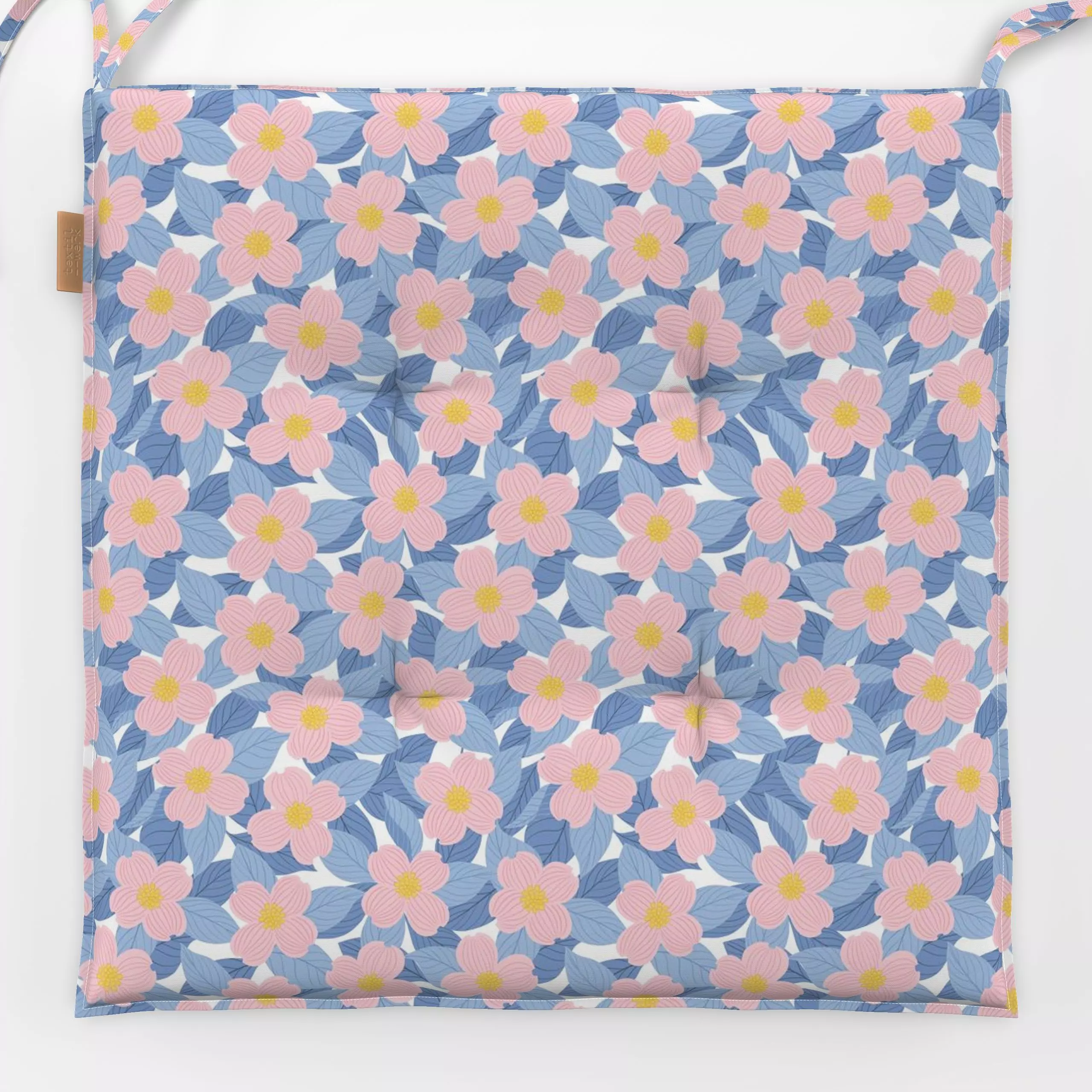 Sitzkissen Bold Flower Allover Rosa Blau - Blumen & Florales, Symbole & Muster, Pflanzen & Botanik - von „DEINKI Studio"; gr...