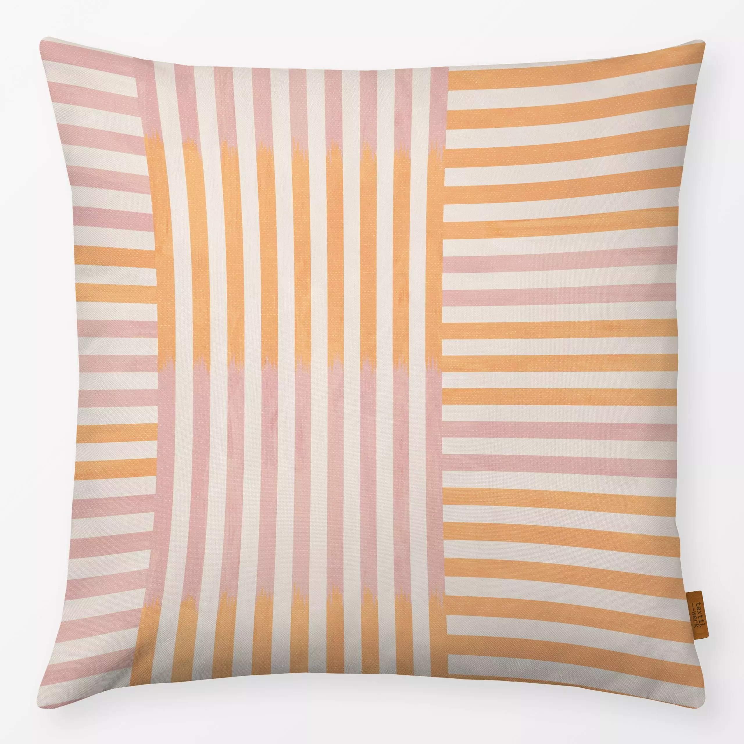 Kissen Ikat Stripes Orange Rosa - Symbole & Muster, Reise - von „Studio Kesse"; marrakesch, marrokko, boho, Streifen, Orange...