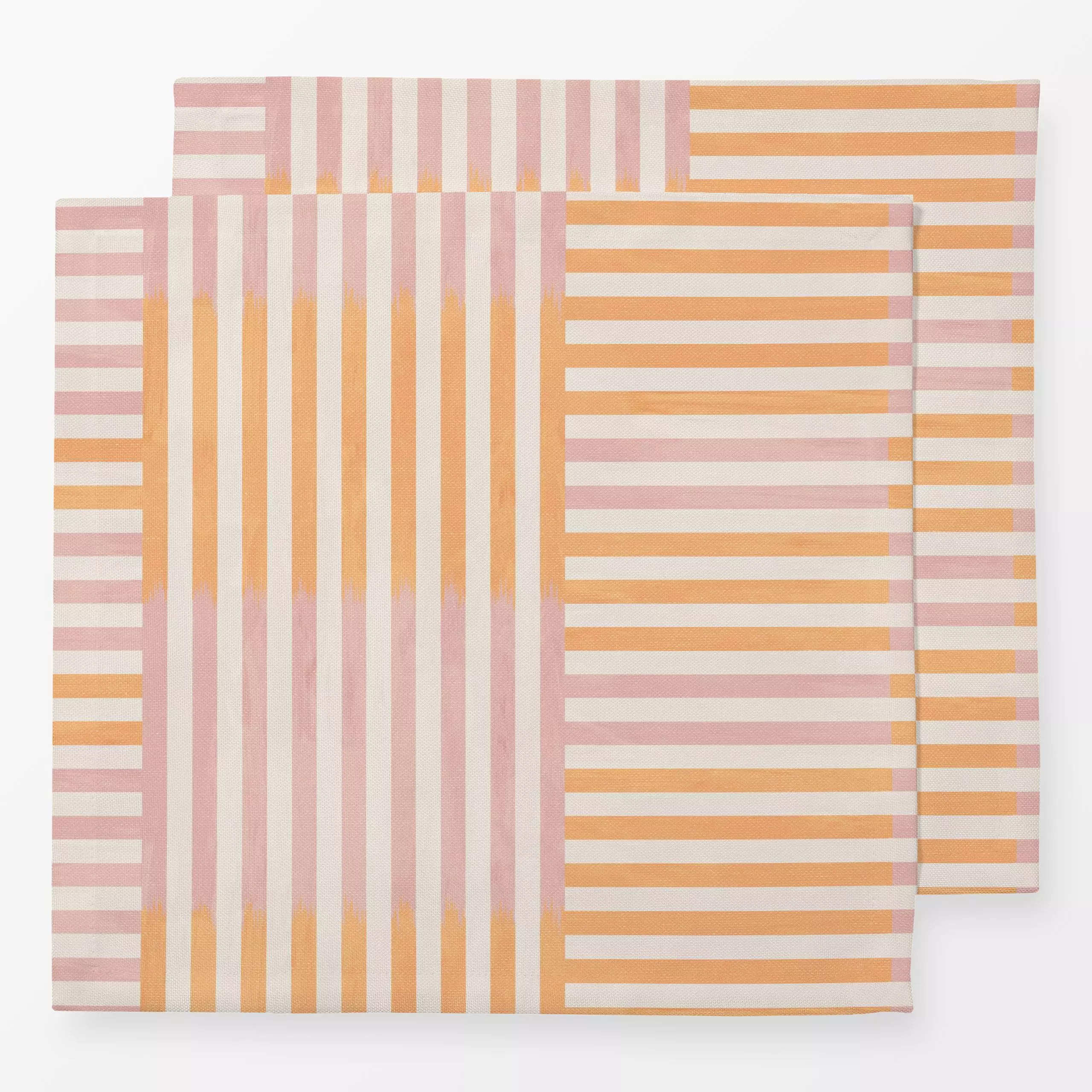Servietten Ikat Stripes Orange Rosa - Symbole & Muster, Reise - von „Studio Kesse"; marrakesch, marrokko, boho, Streifen, Or...