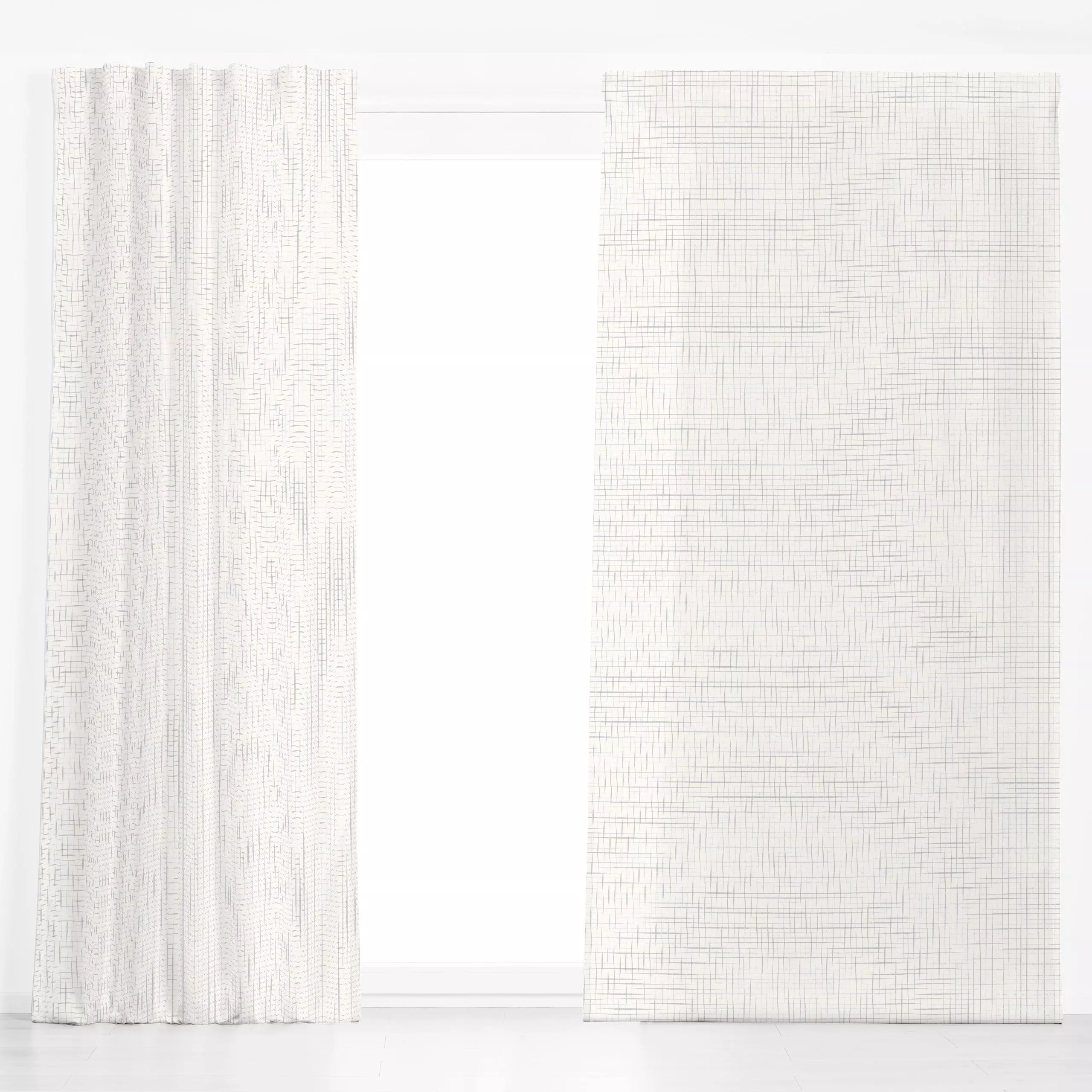 Dekovorhang Minimal Grid Himmelblau - Symbole & Muster - von „Anna Petersen"; minimal, kleingemustert, creme, grid, outdoor,...