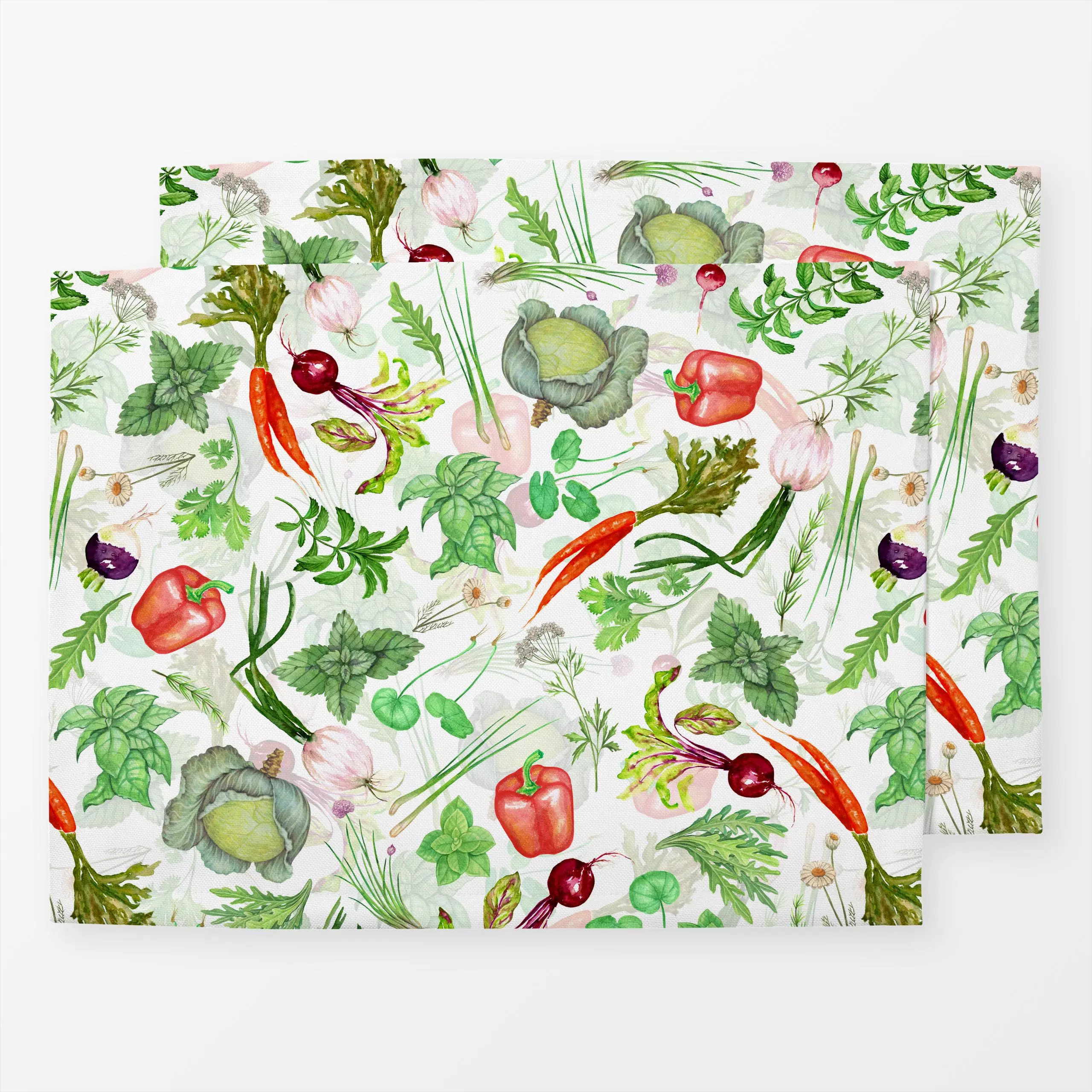 Tischset Gemüse und Kräutergarten - Sommer - von „Uta Naumann"; Wasserfarben, Natur, skandinavisch, Kräuter, Garten, Sommer,...