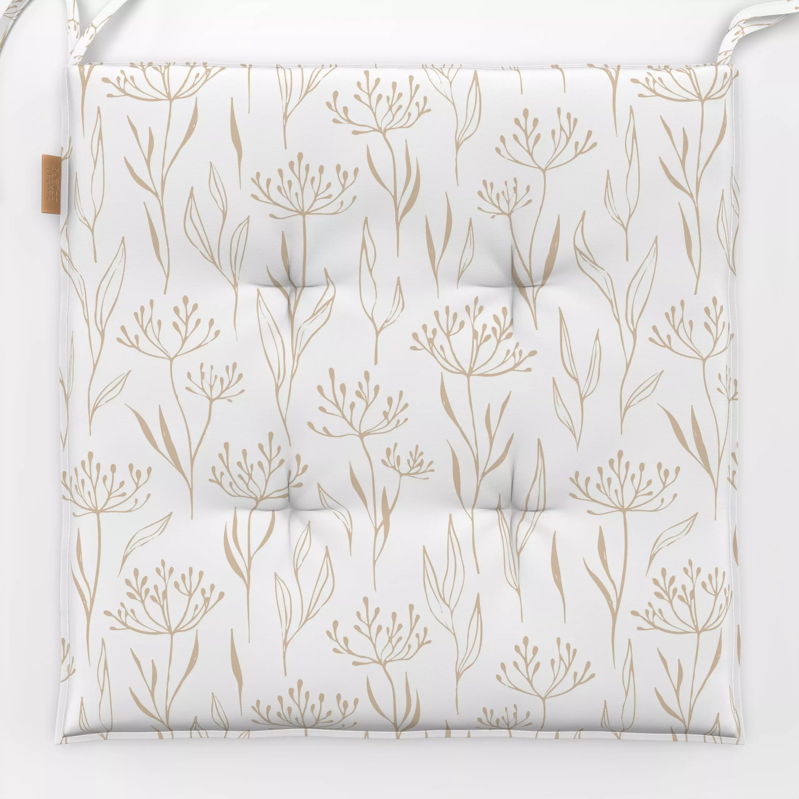 Sitzkissen Dried Leaves and Flowers White - Blumen & Florales, Pflanzen & Botanik - von „Barlena"; minimal, Trockenblumen, W...