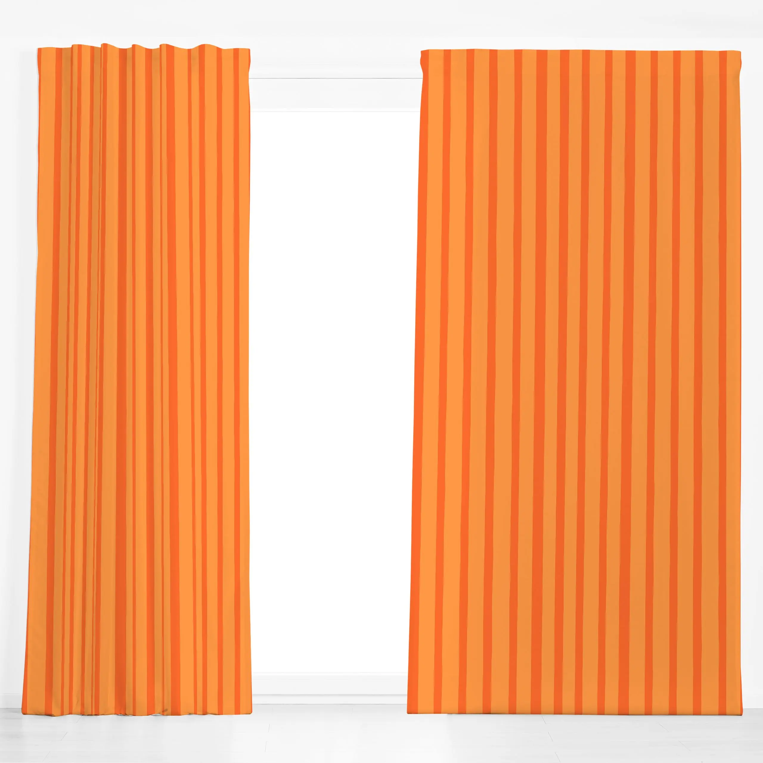Dekovorhang Streifen koralle orange - Sommer, Symbole & Muster - von „Karen Menzenbach"; Garten, Sommer, frisch, warm, gestr...