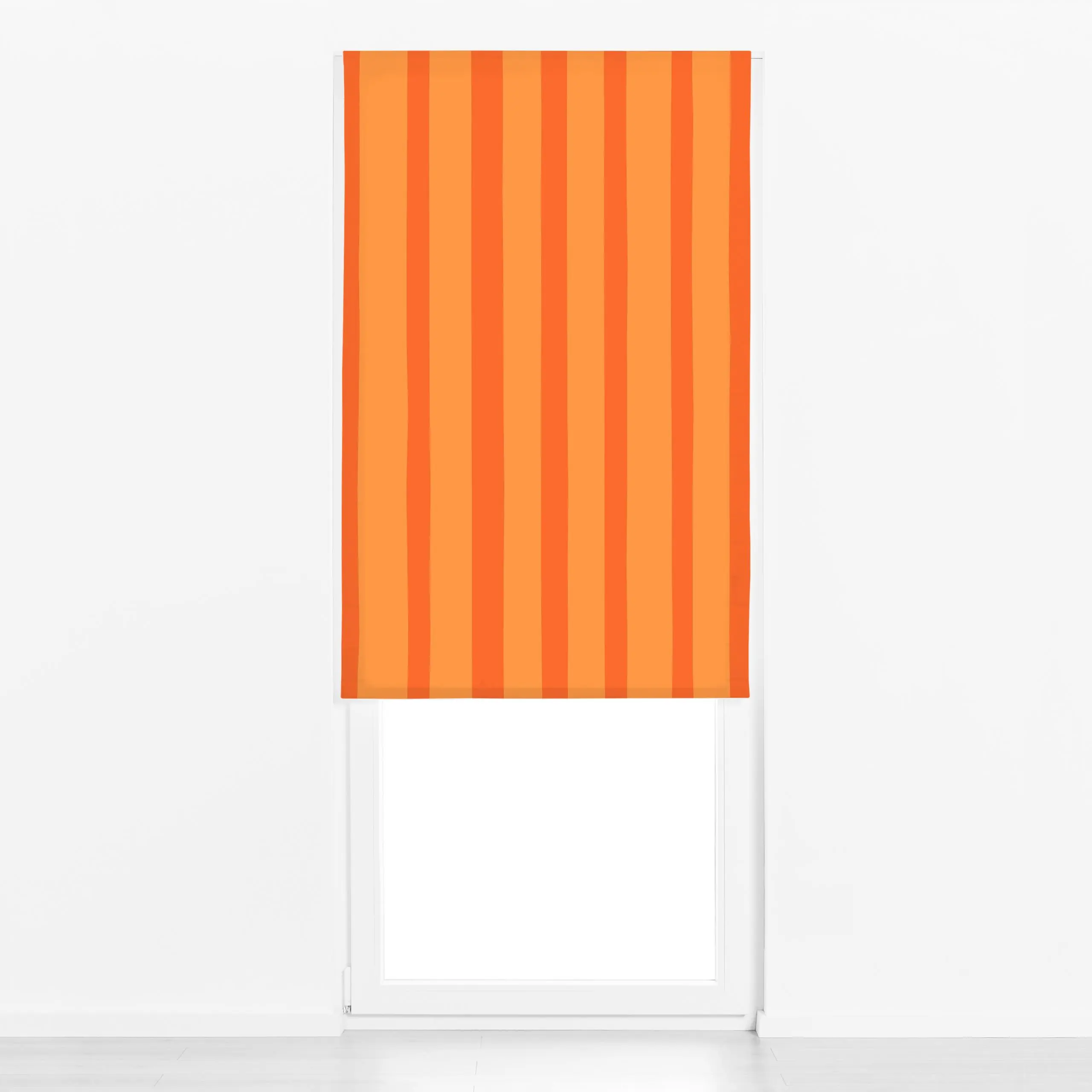 Raffrollo Streifen koralle orange - Sommer, Symbole & Muster - von „Karen Menzenbach"; Garten, Sommer, frisch, warm, gestrei...