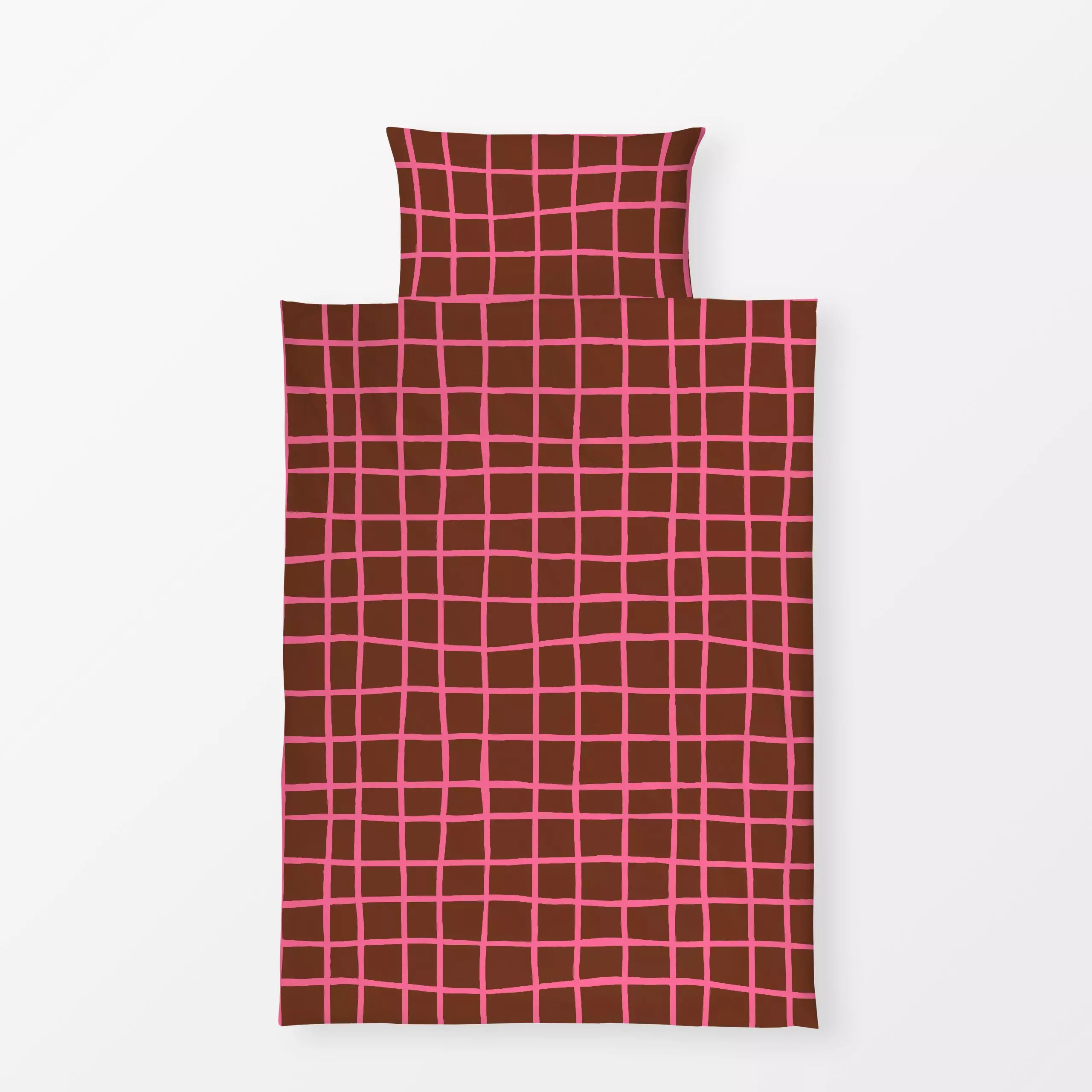 Bettwäsche Karo Pink Braun - Symbole & Muster - von „Studio ROSAGRAU"; Muster, Linien, rosa, Braunschweig, Sommer, grid, Kar...