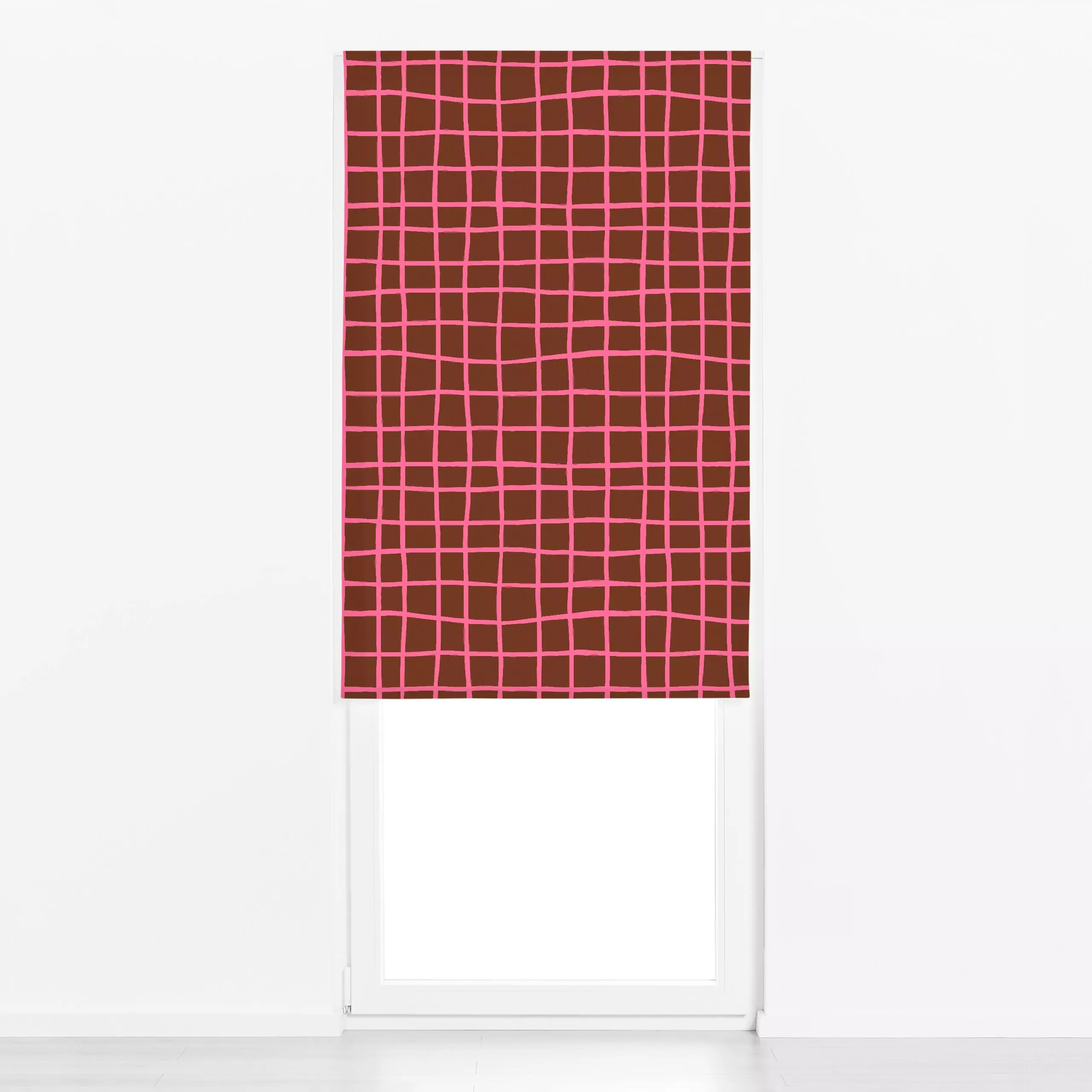 Raffrollo Karo Pink Braun - Symbole & Muster - von „Studio ROSAGRAU"; Muster, Linien, rosa, Braunschweig, Sommer, grid, Karo...