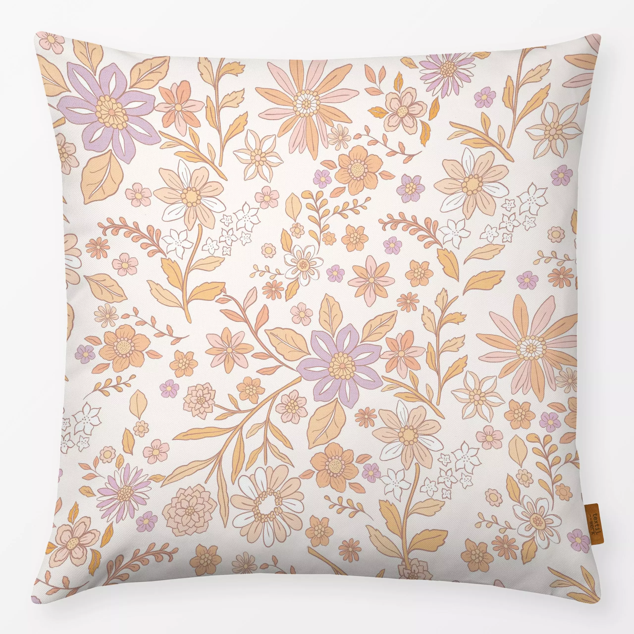 Kissen Boho Flower Power II - Blumen & Florales - von „Bloomery Decor"; boho, floral, flower, lila, seventies, Millefleur, c...