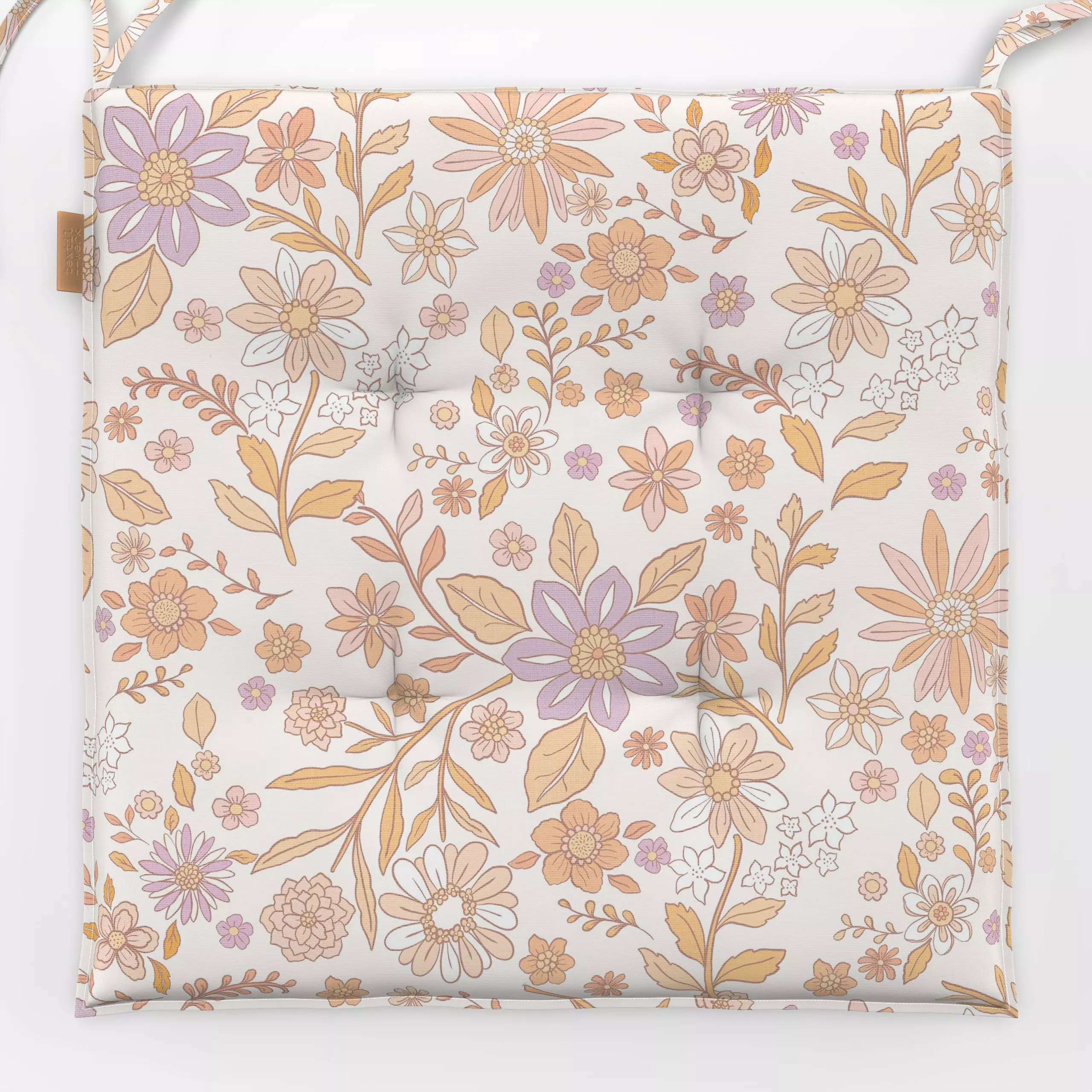 Sitzkissen Boho Flower Power II - Blumen & Florales - von „Bloomery Decor"; boho, floral, flower, lila, seventies, Millefleu...