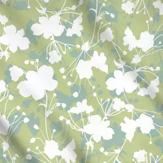 Meterware Blumenmuster grün