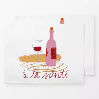 Tischset Wein und Baguette