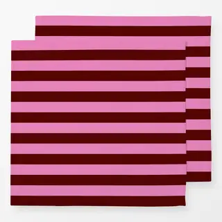 Servietten Bordeaux Pink Blockstreifen