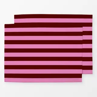 Tischset Bordeaux Pink Blockstreifen