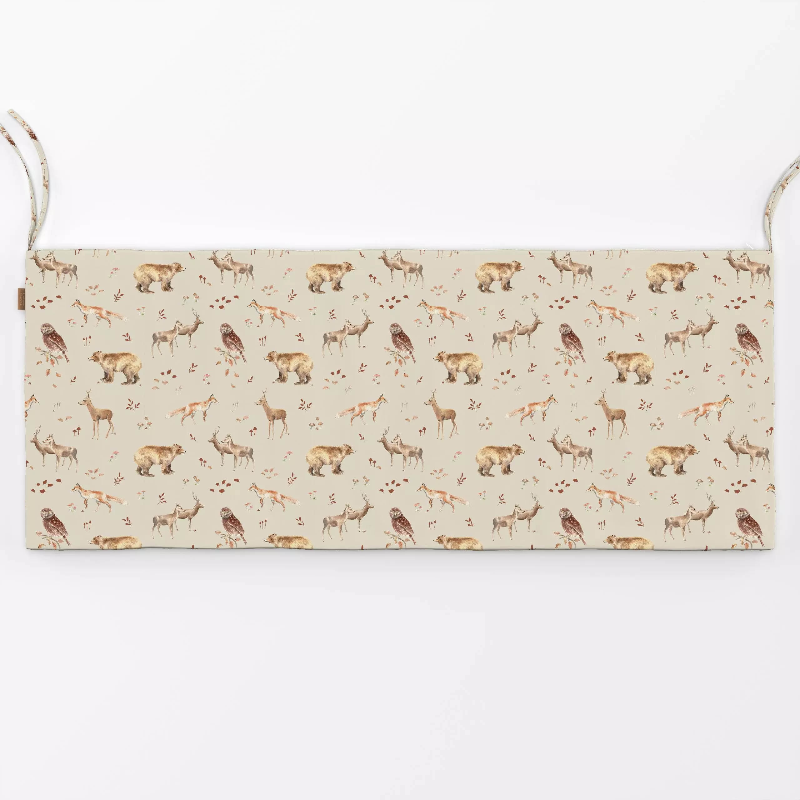 Bankauflage Waldtiere beige - Herbst, Natur & Landschaft, Tiere - von „Katrin Graff"; Wald, Fuchs, Eule, Herbst, Waldtiere, ...