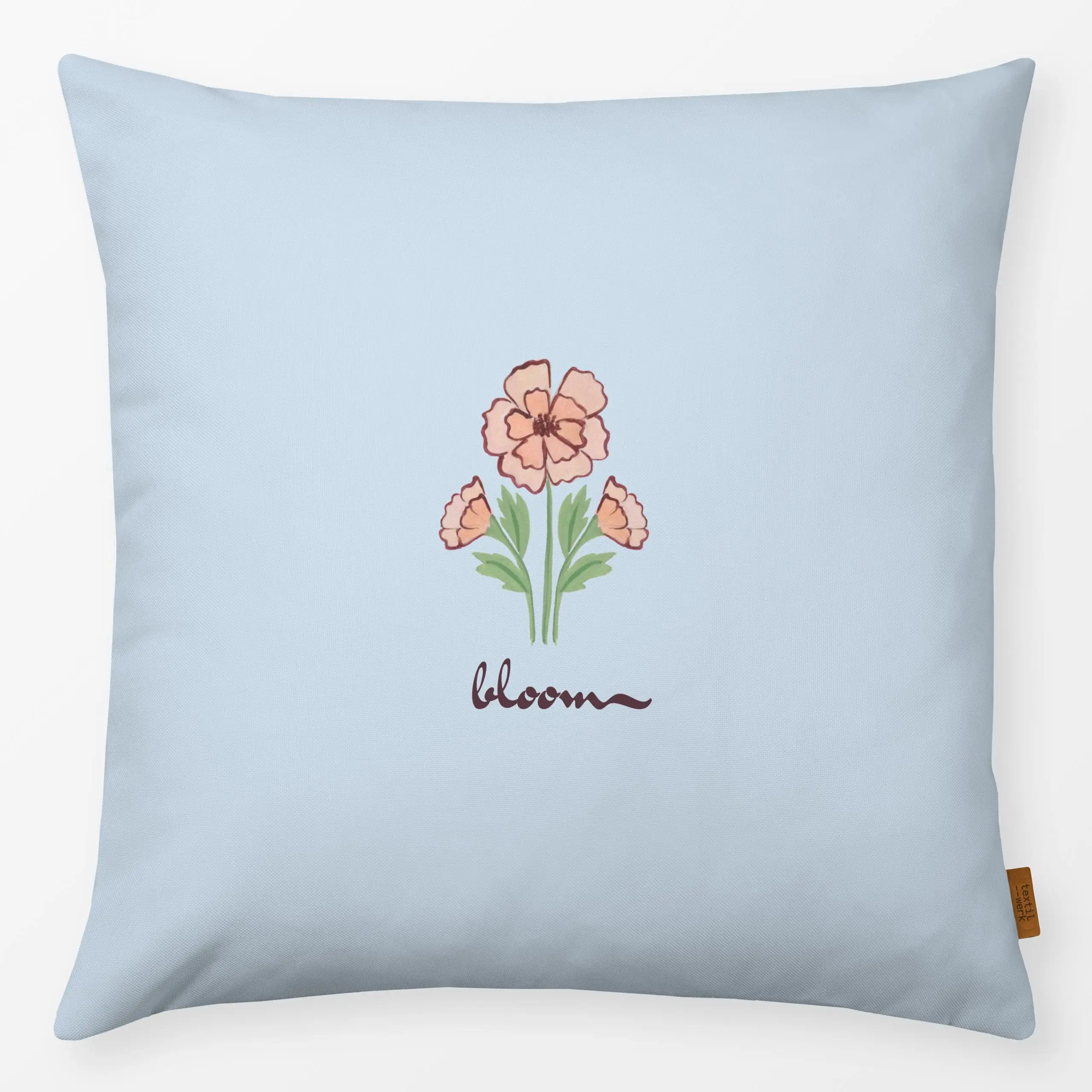Kissen bloom flower light blue - Blumen & Florales, Frühling, Sommer - von „Anna Petersen"; skandinavisch, Blüten, Sommerblu...