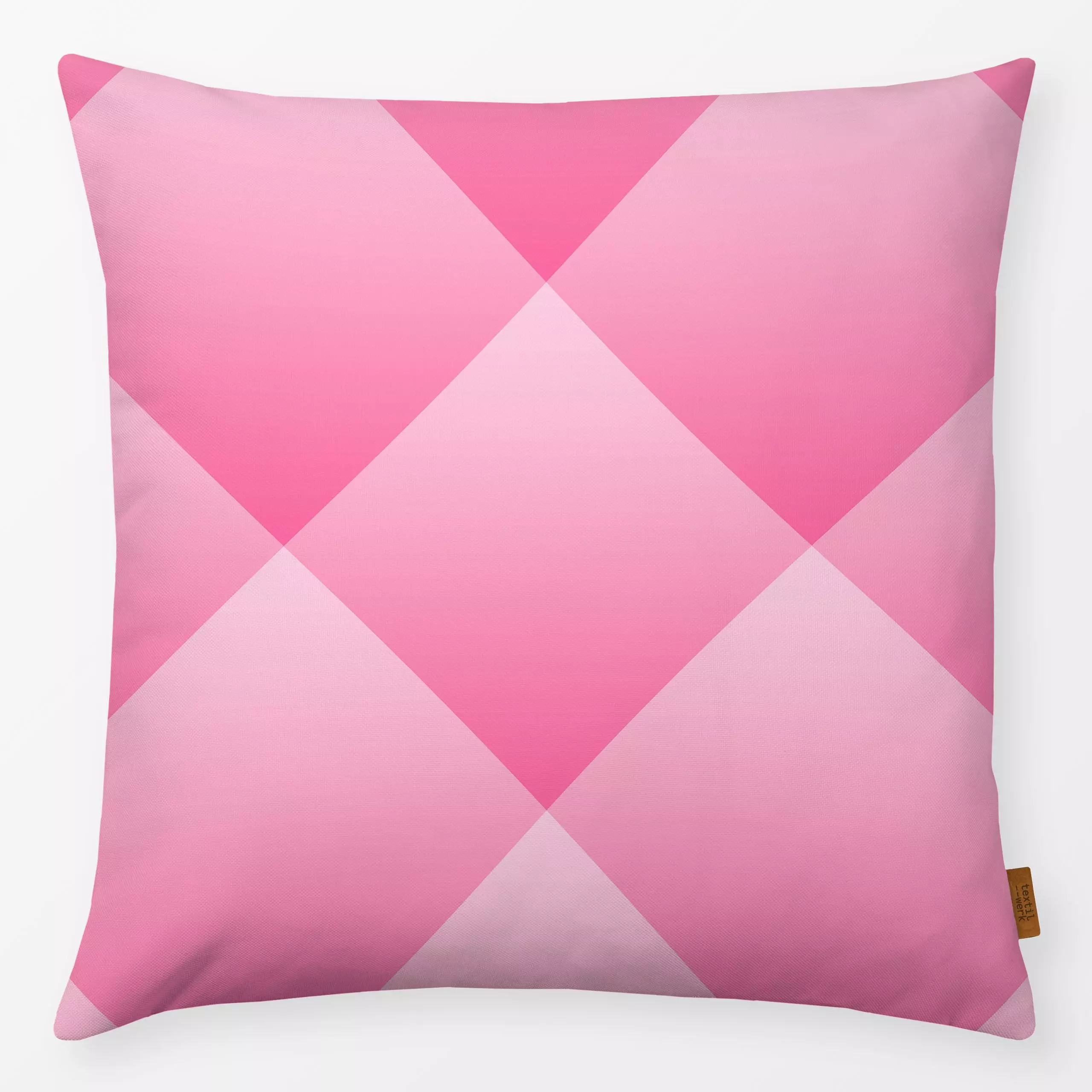 Kissen Sommerpink Raute - Symbole & Muster - von „Andrea Haase"; diagonal, Farbverlauf, Rautenmuster, pastellfarbig, barbiec...