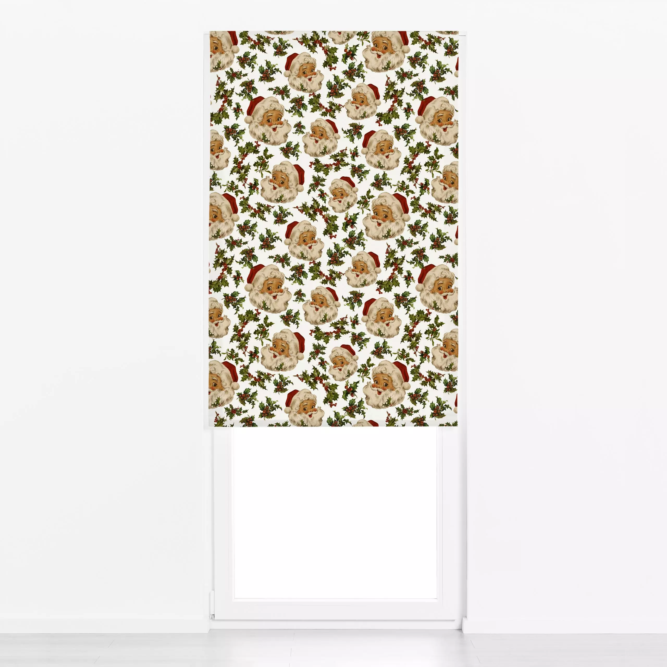 Raffrollo Vintage Santa Claus offwhite - Weihnachten, Winter, Retro & Vintage - von „Uta Naumann"; Retro, Zweige, Beeren, We...
