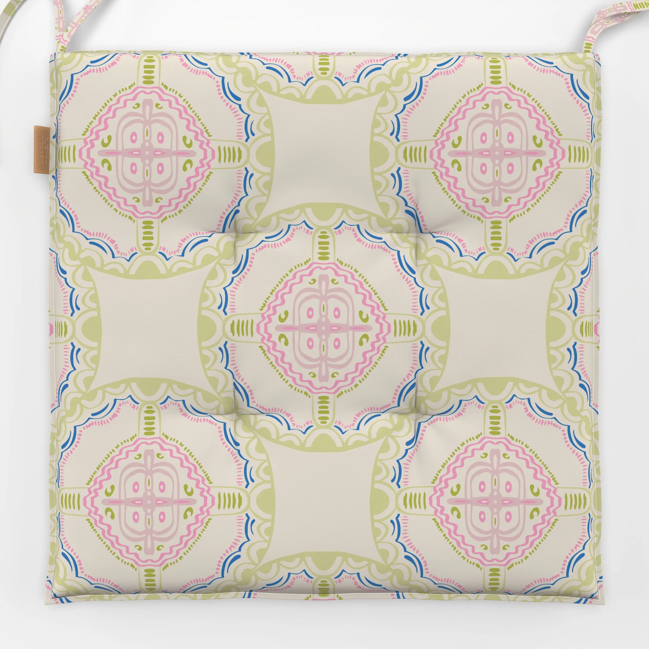Sitzkissen Mosaik Green - Frühling, Sommer, Symbole & Muster - von „Patries Elisabeth"; boho, mediterran, green, Mosaik, Fli...