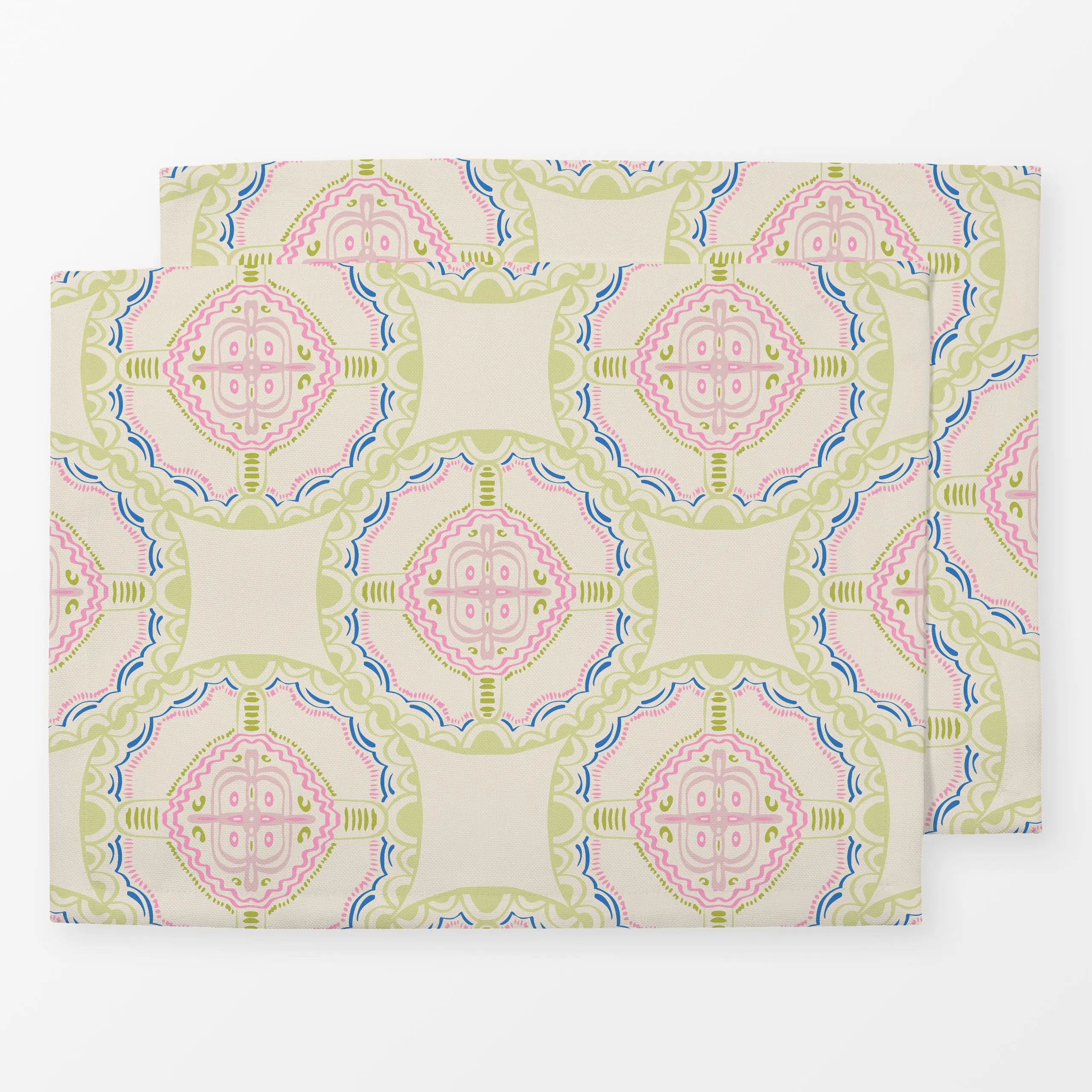 Tischset Mosaik Green - Frühling, Sommer, Symbole & Muster - von „Patries Elisabeth"; boho, mediterran, green, Mosaik, Flies...