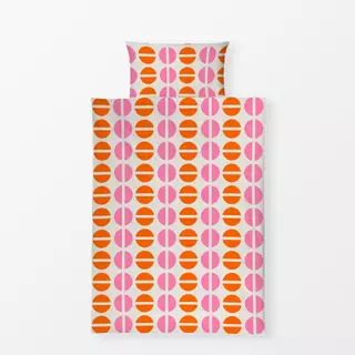 Bettwäsche Halbe Kreise Pink Orange Beige