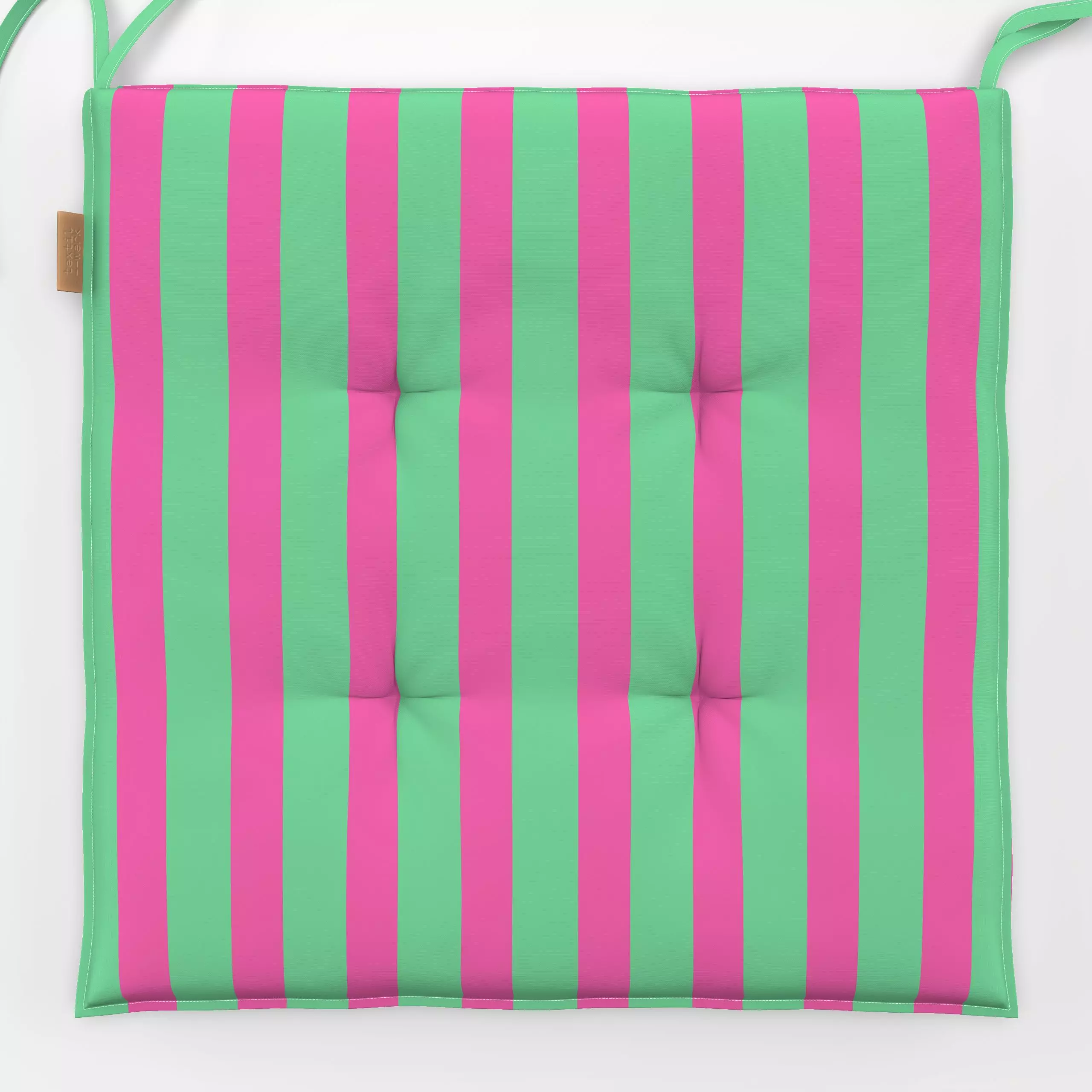 Sitzkissen Bold Stripes green and pink - Sommer, Symbole & Muster - von „Karen Menzenbach x so.leben.wir"; Streifen, rosa, S...